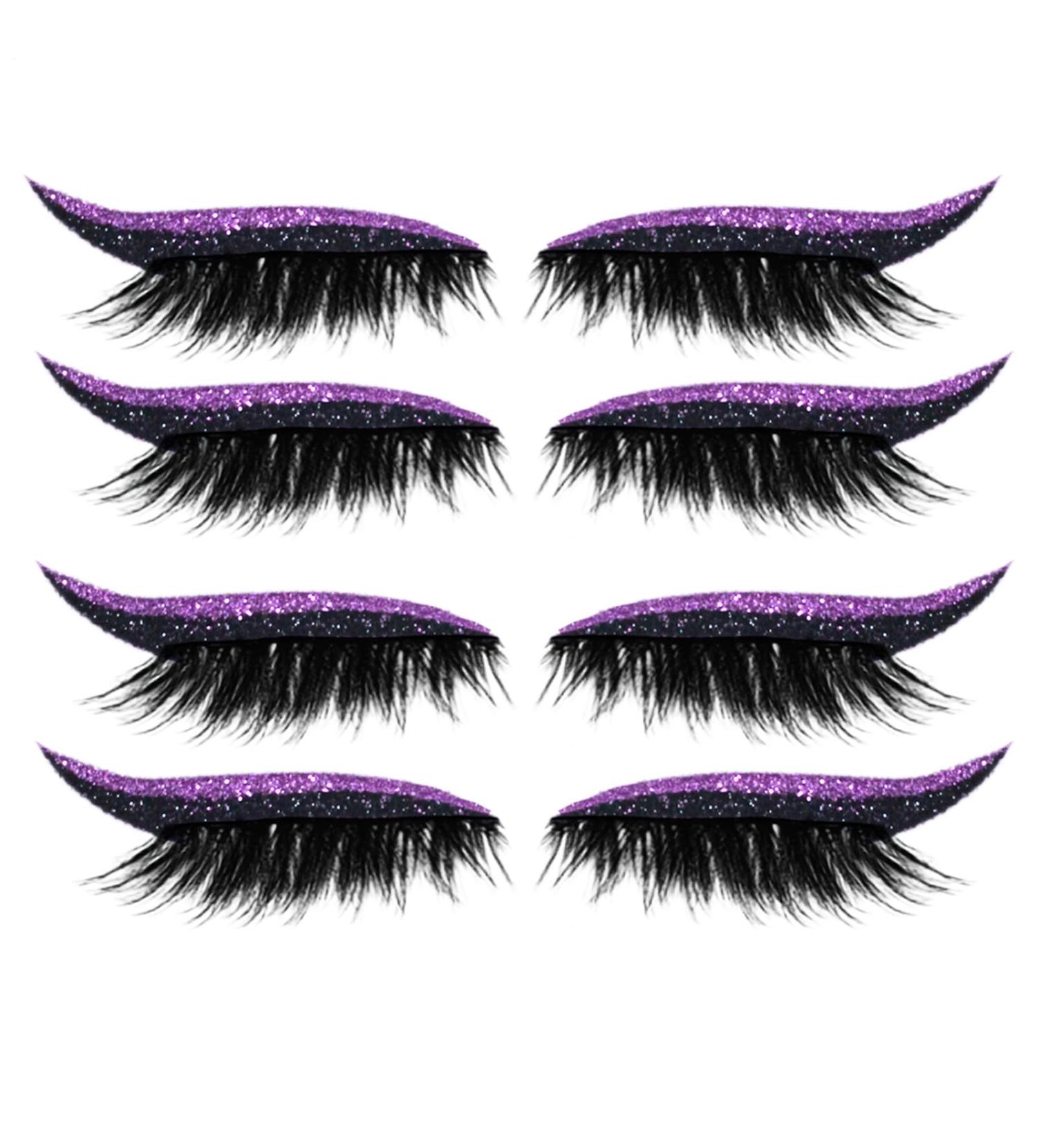 Mxshc False Eyelashes 4 Pairs SelfAdhesive Eyelash Strips Reusable Make Up Glue for Daily Use Party Travel Purple - Buy Online on GoSupps.com
