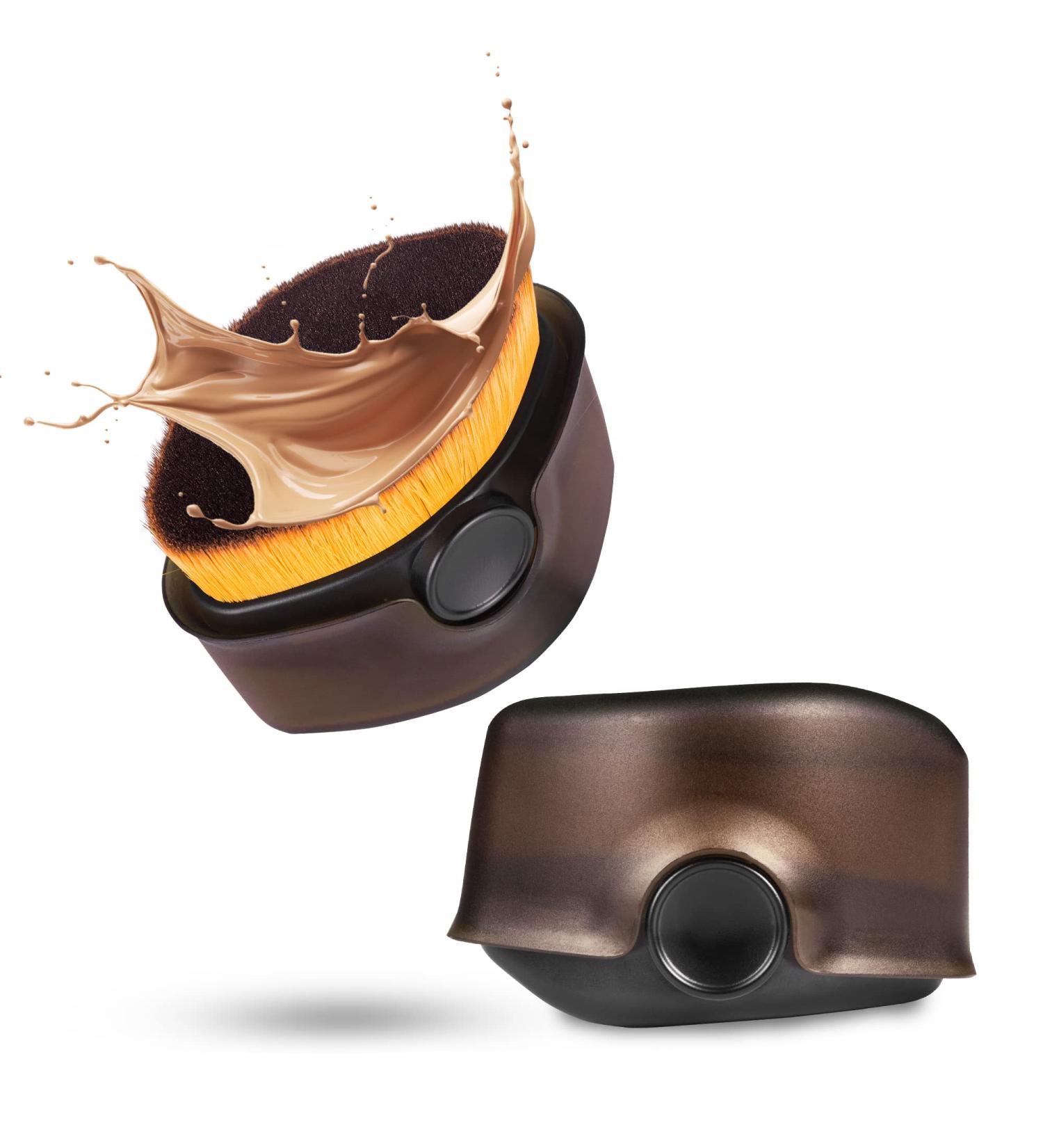 Portable Flat Top Foundation Makeup Brush for Blending Liquid & Cream Cosmetics - Black/Brown - Buy Online on GoSupps.com
