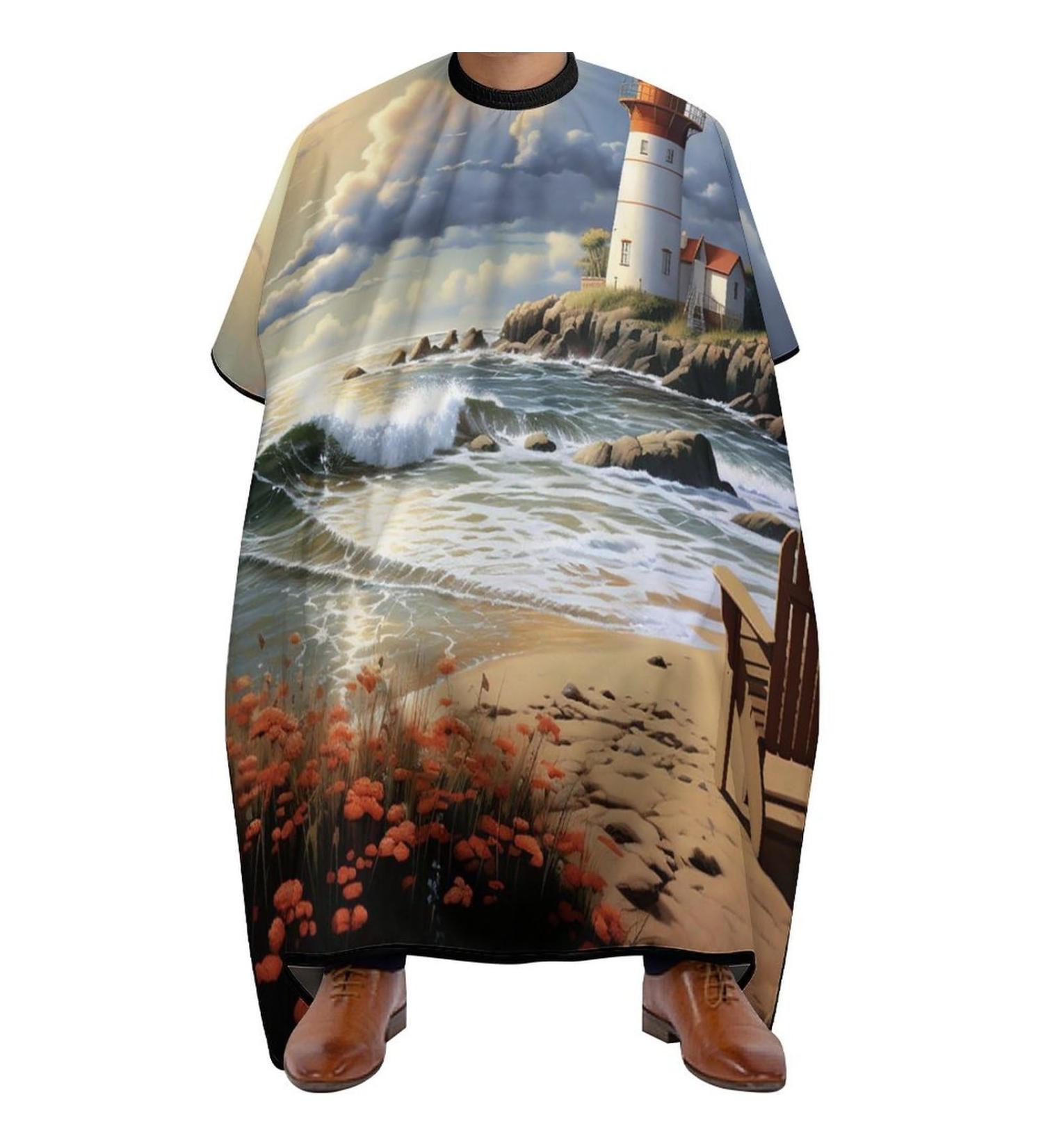 Sea Lighthouse Waterproof Barber Cape for Men & Women - Adjustable Hair Cutting Salon Accessories - Buy Online on GoSupps.com