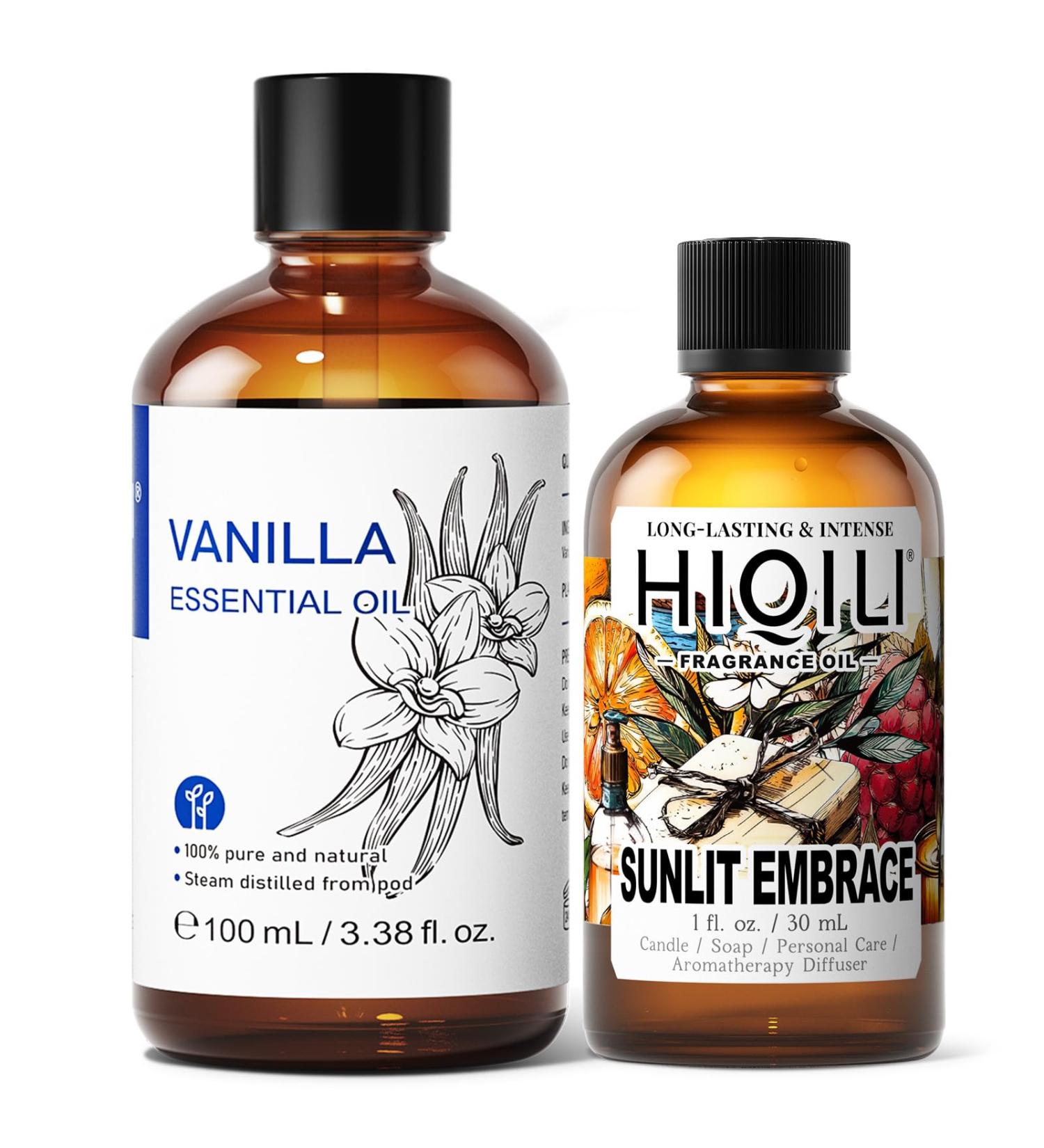 HIQILI 100ML Vanilla Essential Oil & 30ML Sunlit Embrace Fragrance Oil for DIY Diffuser - Buy Online on GoSupps.com