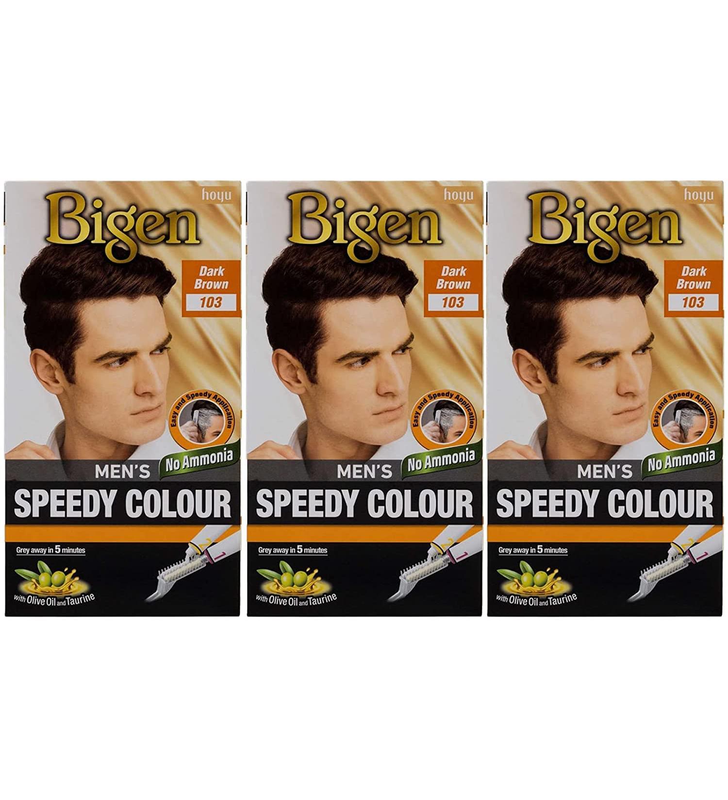 Bigen Men's Speedy Colour Hair Dye | Dark Brown 103 | Fast & Easy Grey Removal | With Olive Oil & Taurine Ammonia Free | Pack of 3 - Buy Online on GoSupps.com