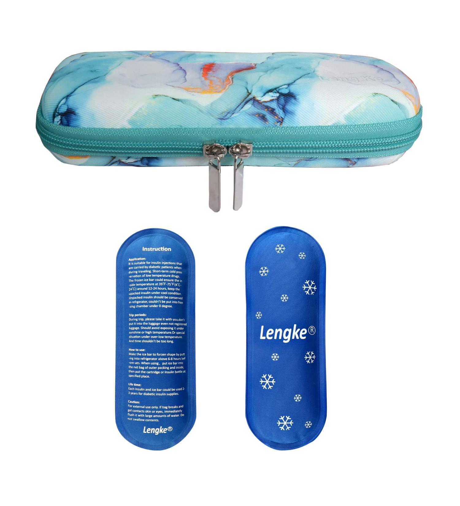 EVA Hard Case Insulin Cooler Bag - Lightweight Waterproof & Travel-Friendly Marble Green | 8.5 x 3.5 x 1.7 inches - International Shipping Available - Buy Online on GoSupps.com