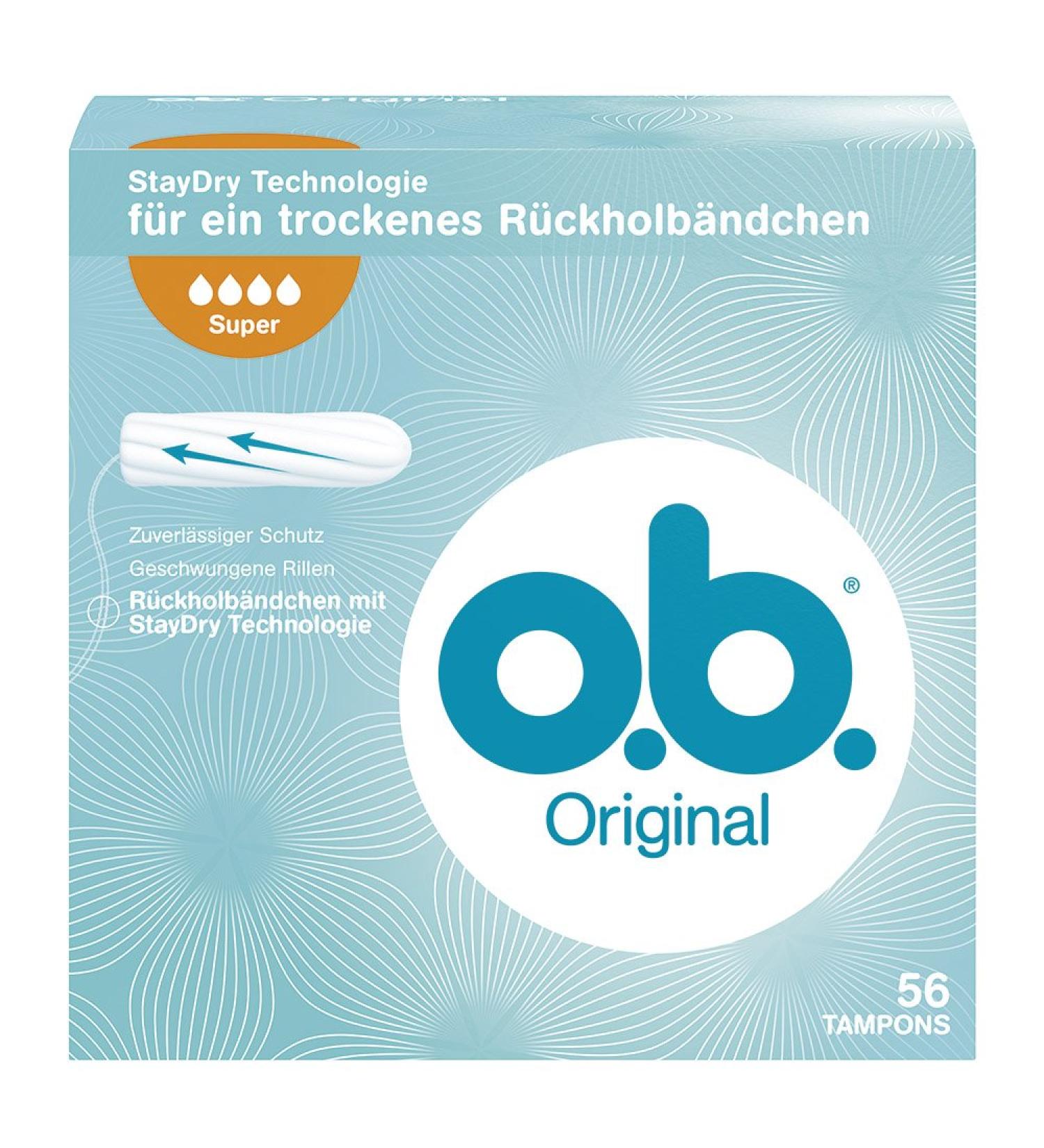 Original Super Tampons - Reliable Heavy Day Protection with Curved Grooves | 56 Pieces (1 Pack) - International Shipping Available - Buy Online on GoSupps.com