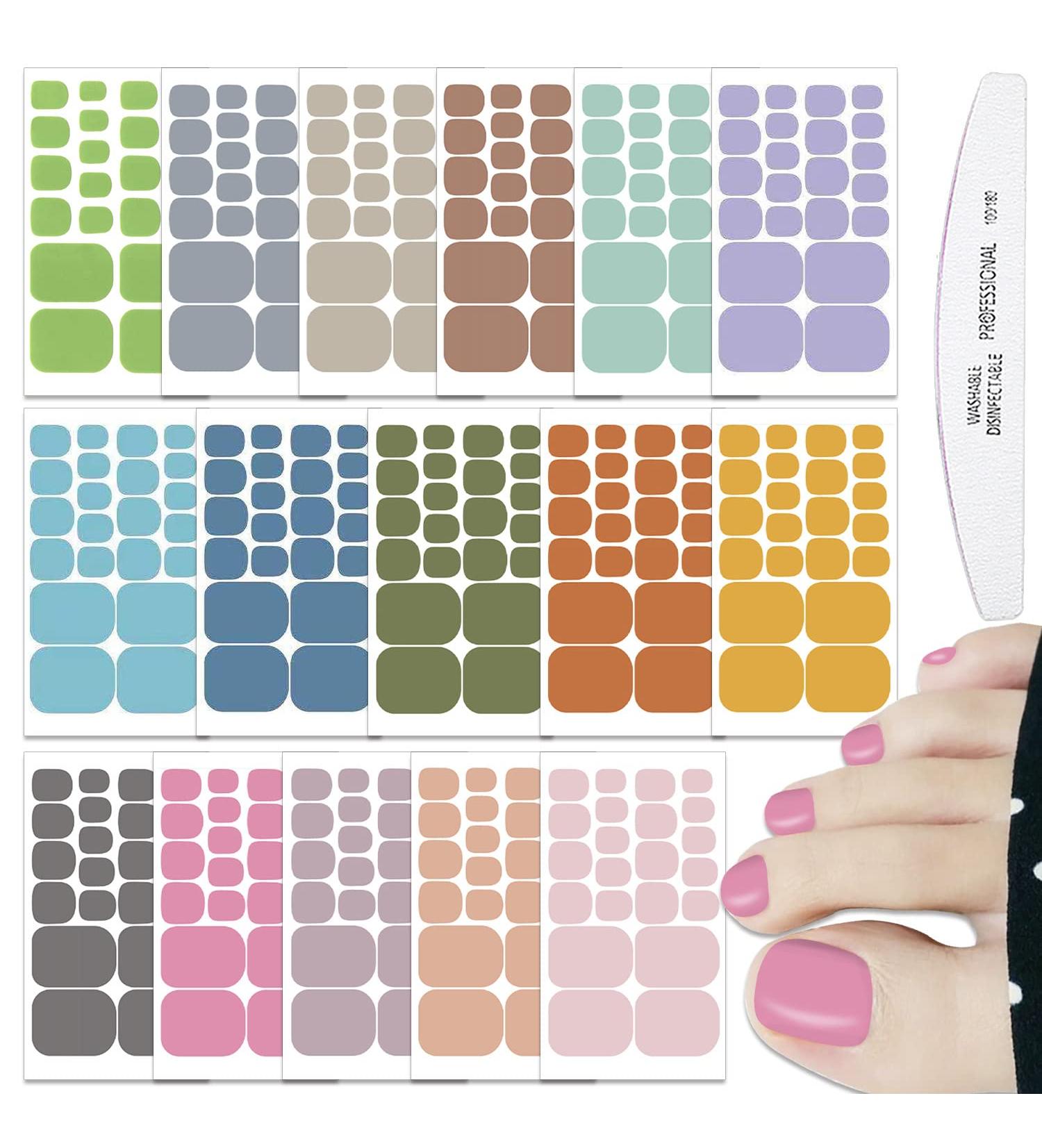 WOKOTO 16 Sheets Toes Nail Wraps - Nail Polish Strips Set for Women | Gel Nail Stickers with Nail File - Press On Nails Polish Stickers for Toes - Nail Art Kit for Women & Girls - Buy Online on GoSupps.com