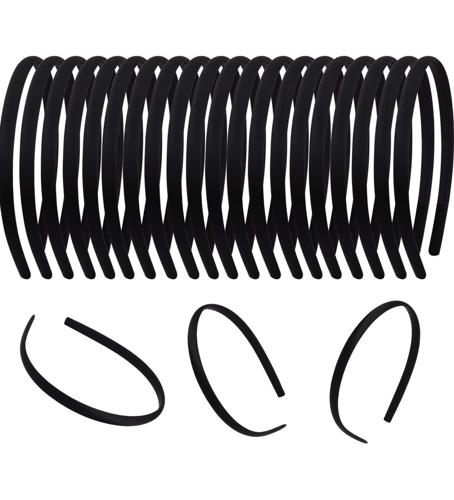 Nenjindz Black Satin Headbands - 1 cm Thin Plastic Headband for Girls & Women - 20PCS DIY Plain Non Slip Hairbands in Pure Black Fabric - Buy Online on GoSupps.com