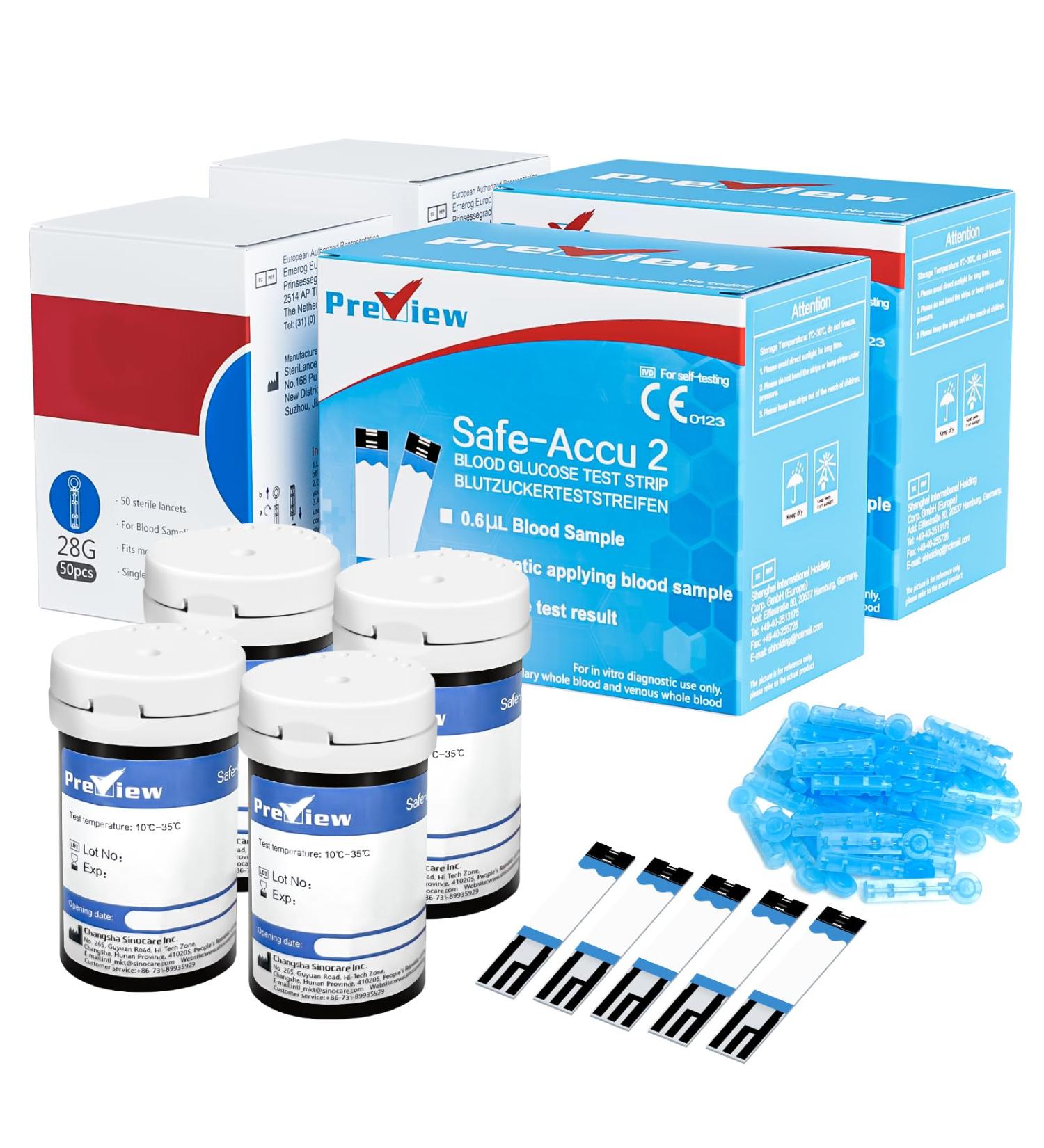 Buy Preview Blood Glucose Test Strips x 100 - No Coding for Safe Accu2 Meter | International Shipping Available - Buy Online on GoSupps.com