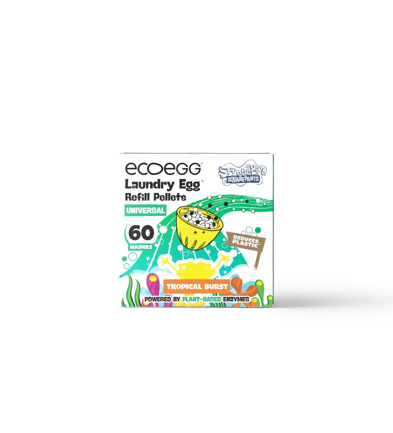 SpongeBob SquarePants x ecoegg Laundry Egg Refill Pellets - 60 Washes | Eco-Friendly Softening | No Chlorine, Phosphates or Parabens - Buy Online on GoSupps.com