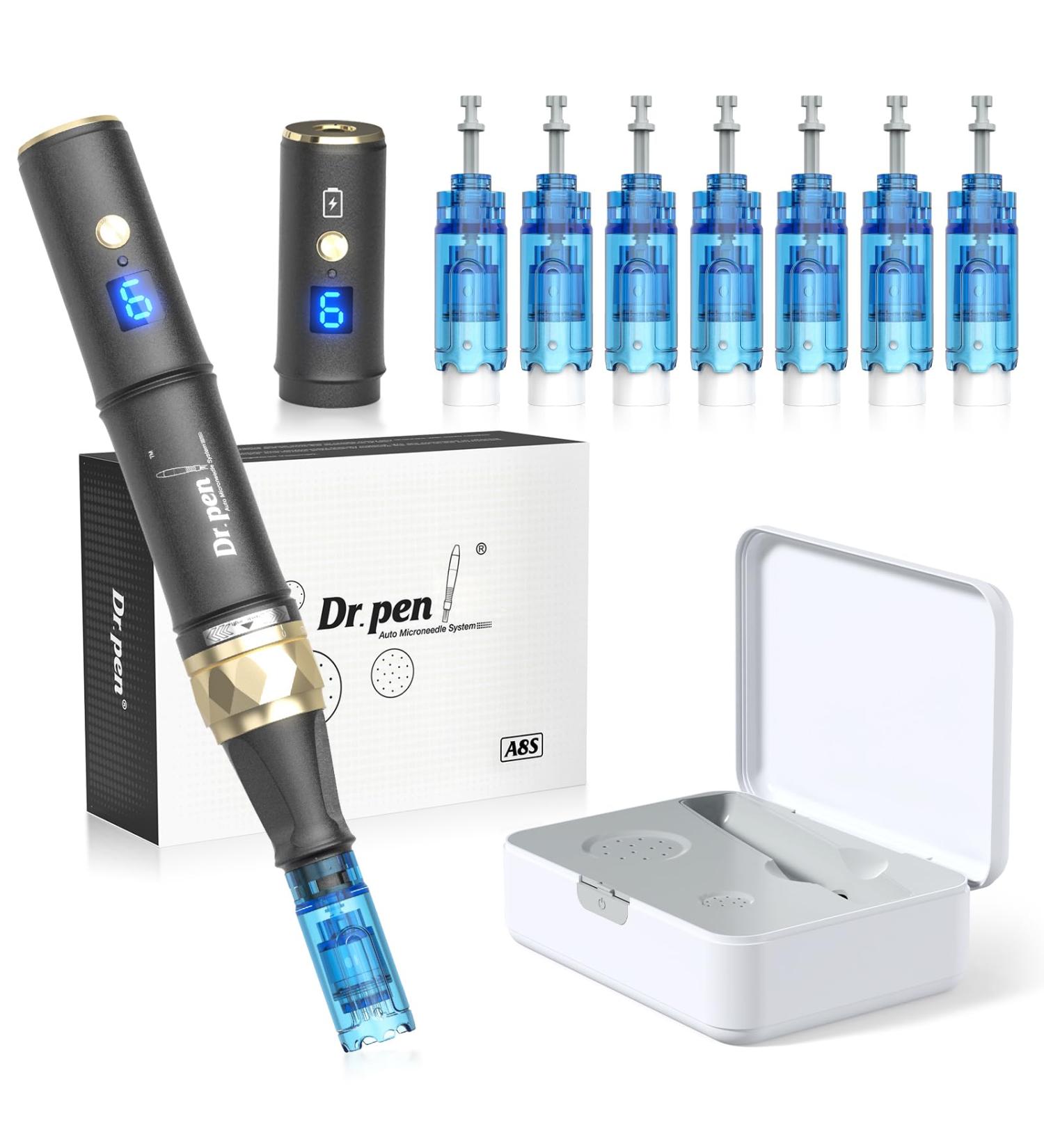 Dr.Pen Ultima A8S Microneedling Pen - Professional Dermapen for Face Body & Hair Growth | 7 Cartridges Included | Ideal Mother's Day Gift for Women - Buy Online on GoSupps.com