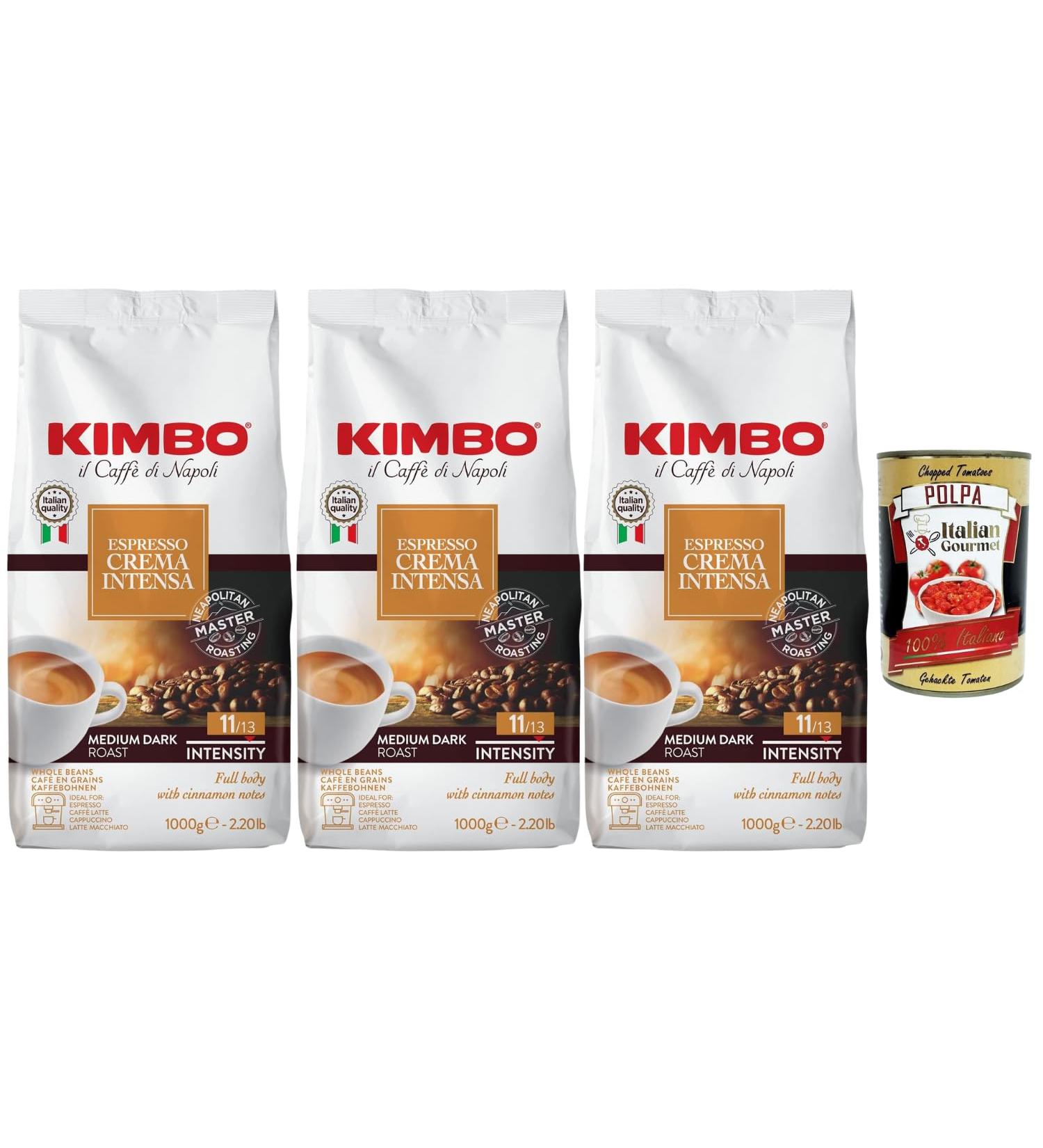 Italian Gourmet Kimbo Espresso Crema Intensa Caf en grains 3 x 1 kg (3 kg) Intensit 11/13 torr faction medium dark espresso napolitain riche & cors crema dense + Italian Gourmet Polpa - Buy Online on GoSupps.com