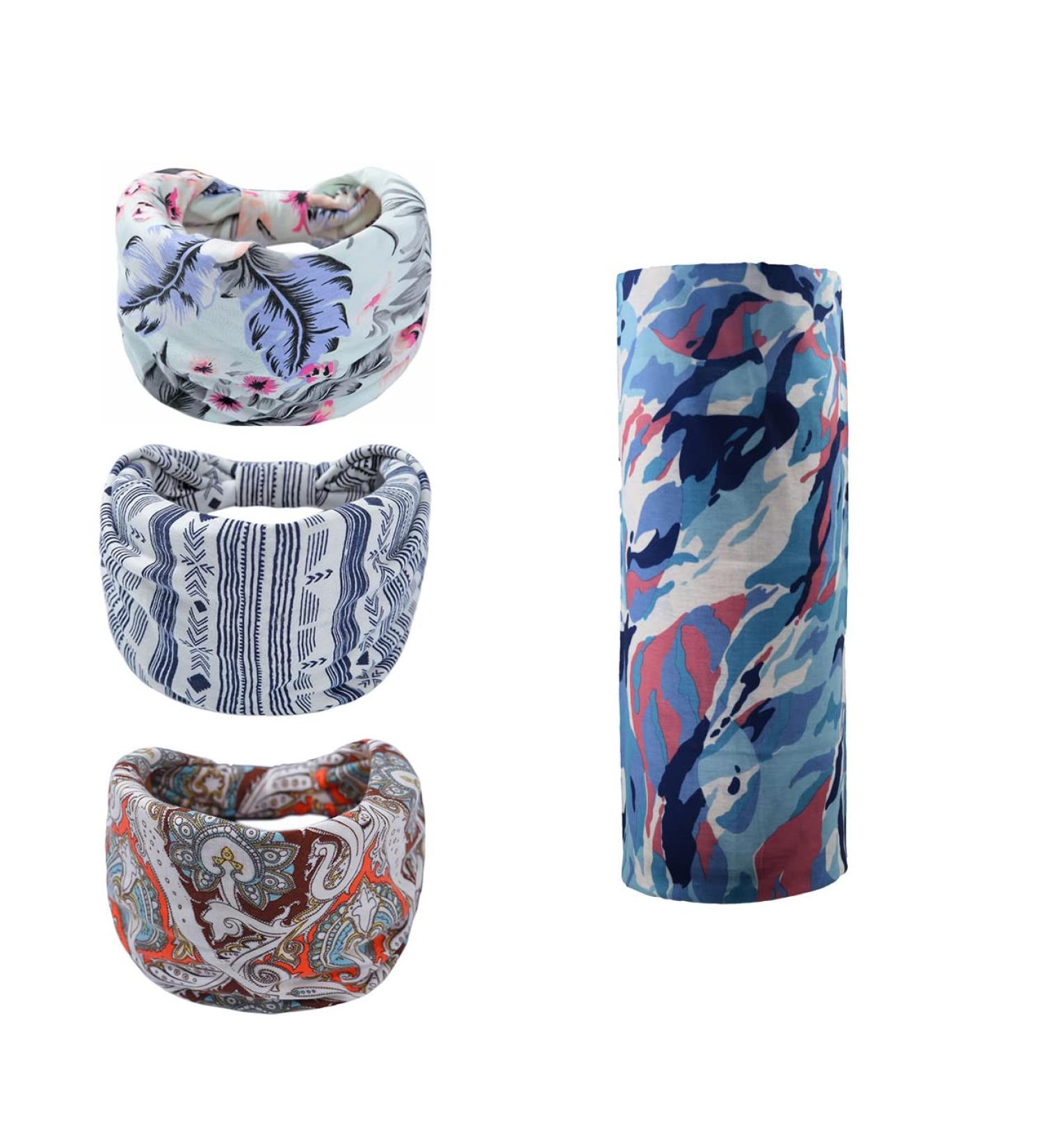 SINNKY Wide Bandana Headbands Set for Women - Boho Elastic Sports Headwear for Workouts and Neck Gaiter Face Mask Combo (B-Style) - Buy Online on GoSupps.com