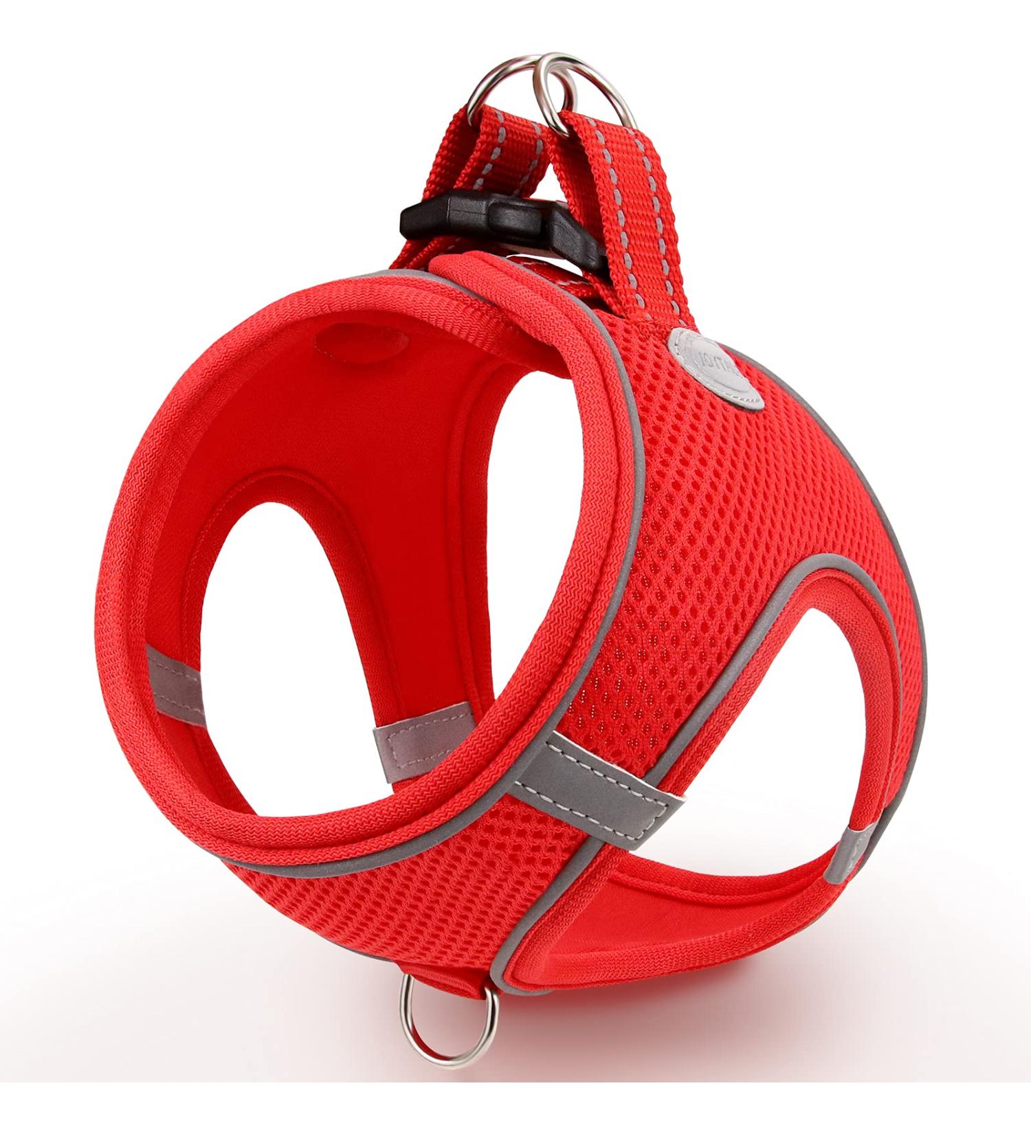 Joyal Reflective Soft Padded Dog Harness | Air-Mesh Breathable Chest Harness for Small Dogs & Cats | XXS Red (31-34cm) - Buy Online on GoSupps.com