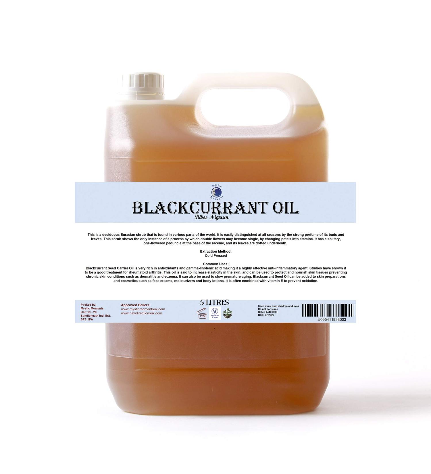 Buy Mystic Moments Black Johannis Oil 5L - Pure Natural Vegan Oil for Hair Face Nails Aromatherapy & Massage - GMO-Free - Buy Online on GoSupps.com