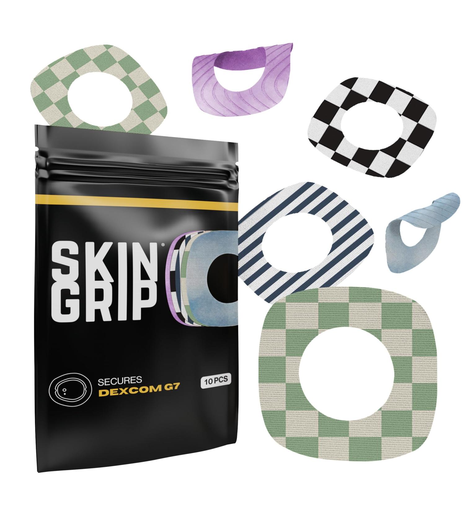 Skin Grip Adhesive Patches for Dexcom G7 & Stelo CGM - Waterproof Sweatproof & Secure 10-15 Days - 10 Pack with Classic Patterns - Buy Online on GoSupps.com