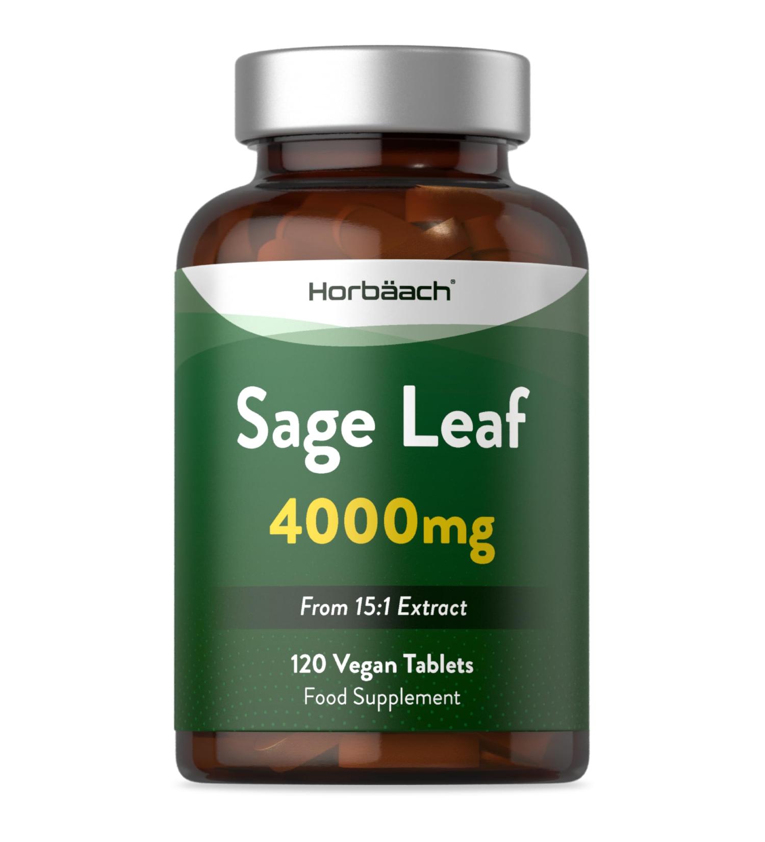 Sage Menopause Tablets 4000mg | Hot Flush Relief Supplement | 120 Vegan Tablets by Horbaach - Buy Online on GoSupps.com