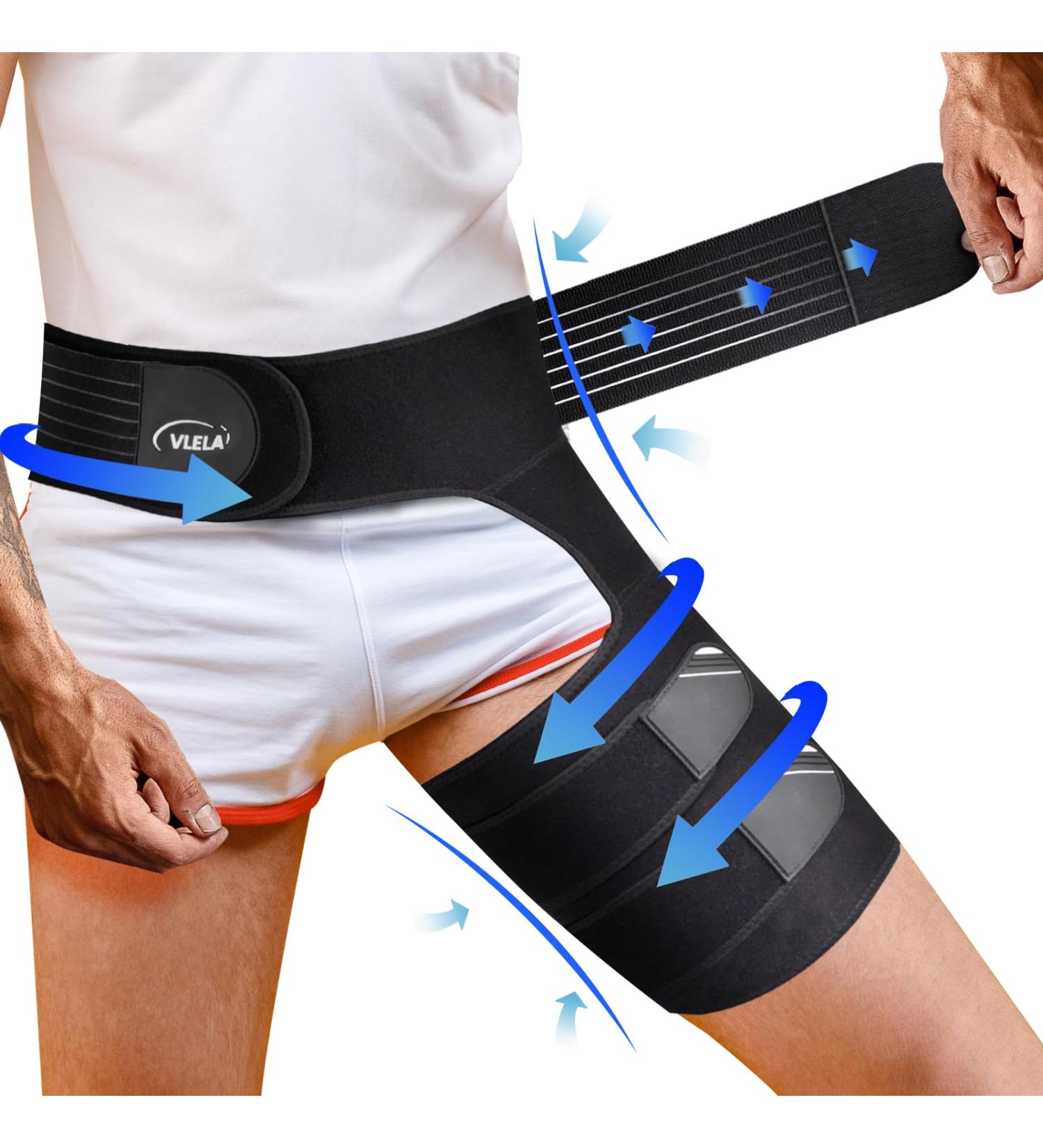 Buy Hip Brace for Sciatica Pain Relief - Compression Wrap for Men & Women with Sacroiliac Belt | Ideal for Groin & Hamstring Support (Medium Left Leg - Buy Online on GoSupps.com