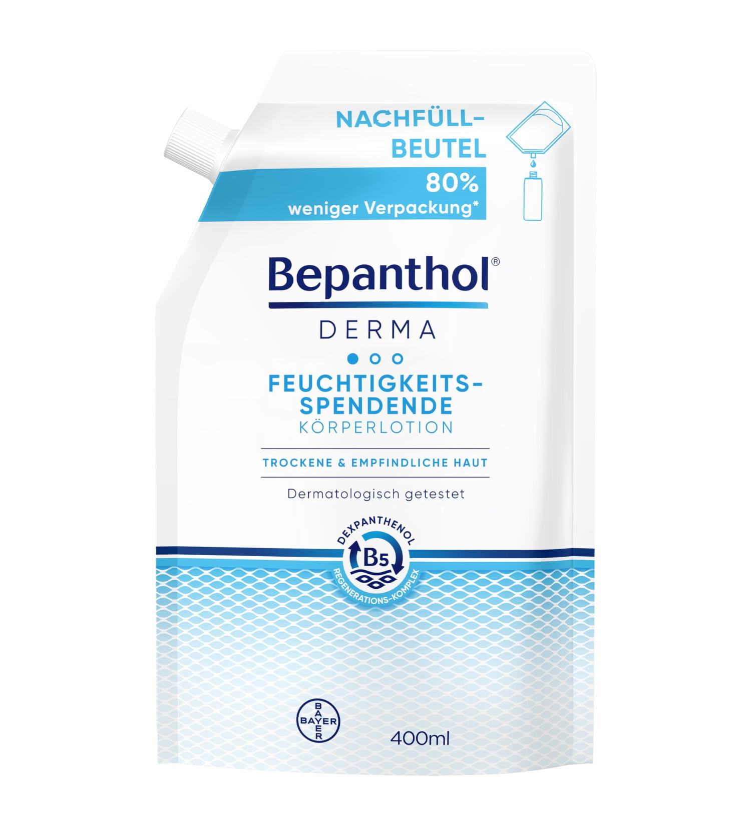 Bepanthol Derma Moisturizing Body Lotion | 400ml Refill for Sensitive & Dry Skin | Dermatologically Tested with Dexpanthenol - Buy Online on GoSupps.com