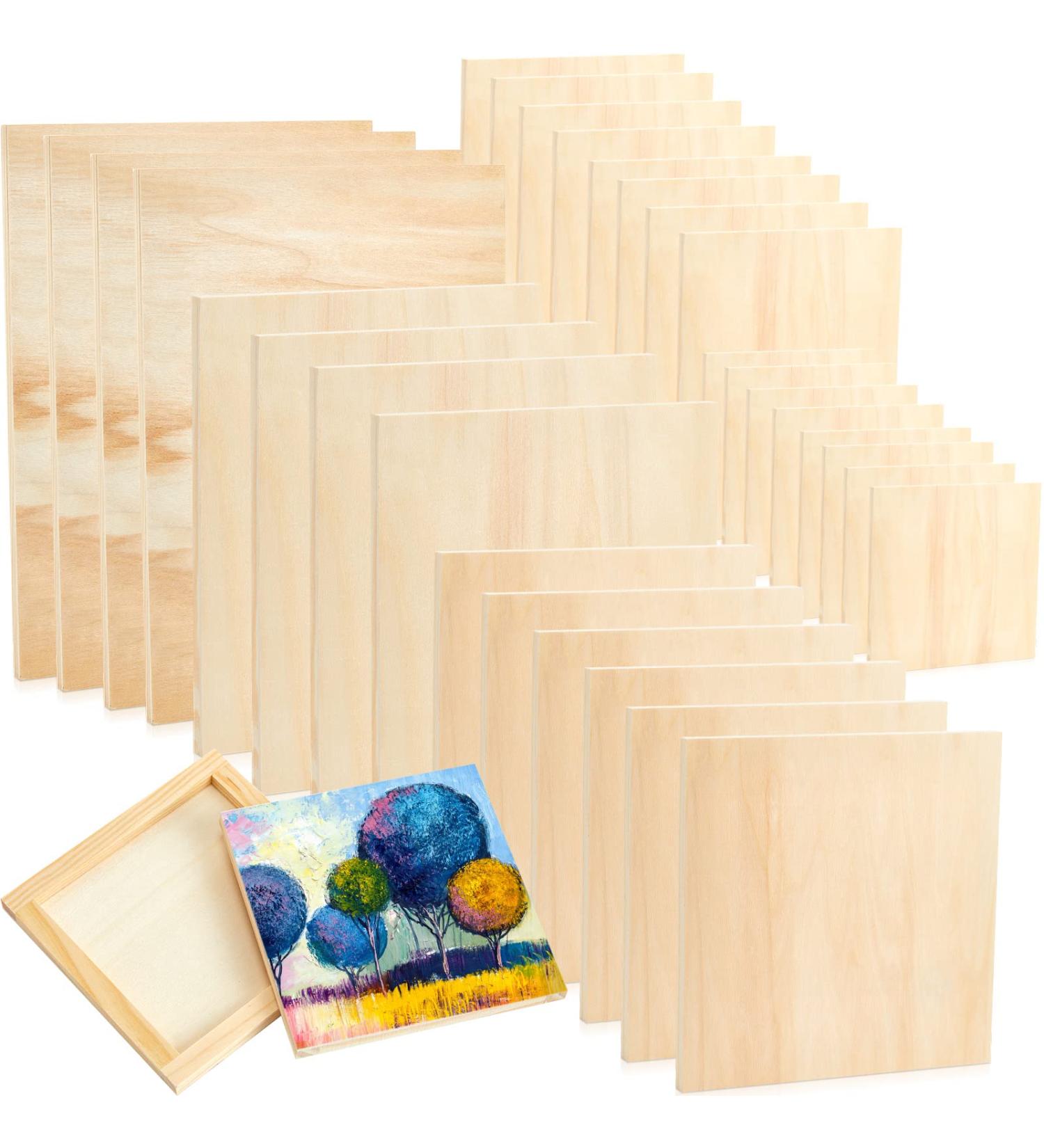 30 Pcs Assorted Wood Canvas Boards for Painting and Drawing - Blank Wooden Art Panels for Home Decor and Crafts - Buy Online on GoSupps.com
