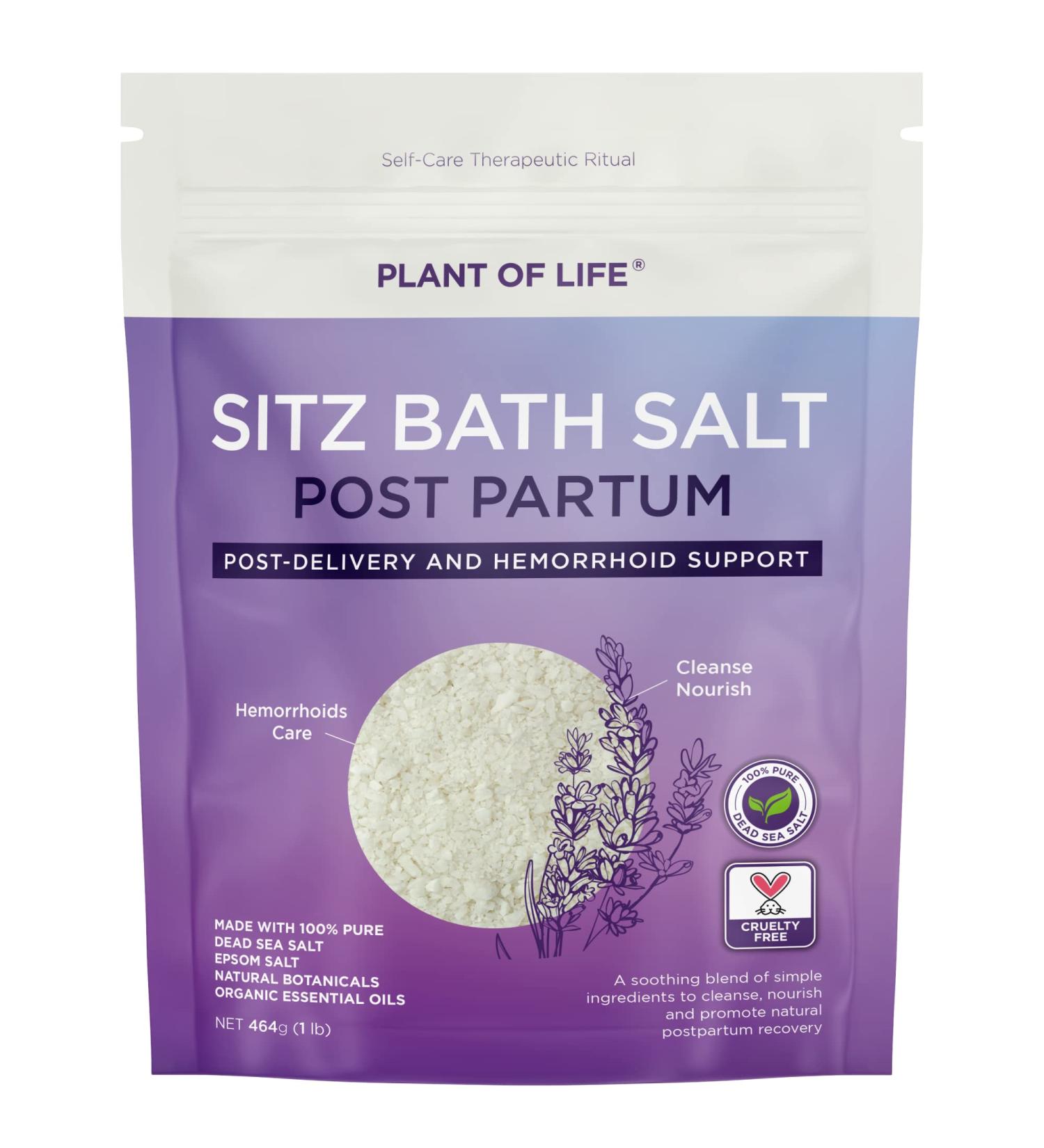 PLANT OF LIFE Sitz Bath Salt - Postpartum Recovery Bath Soak - Made from Epsom Salt Dead Sea Salt Essential Oils Organic Herbs for Self Care Therapy and Hemmrhoid - 16oz - Buy Online on GoSupps.com