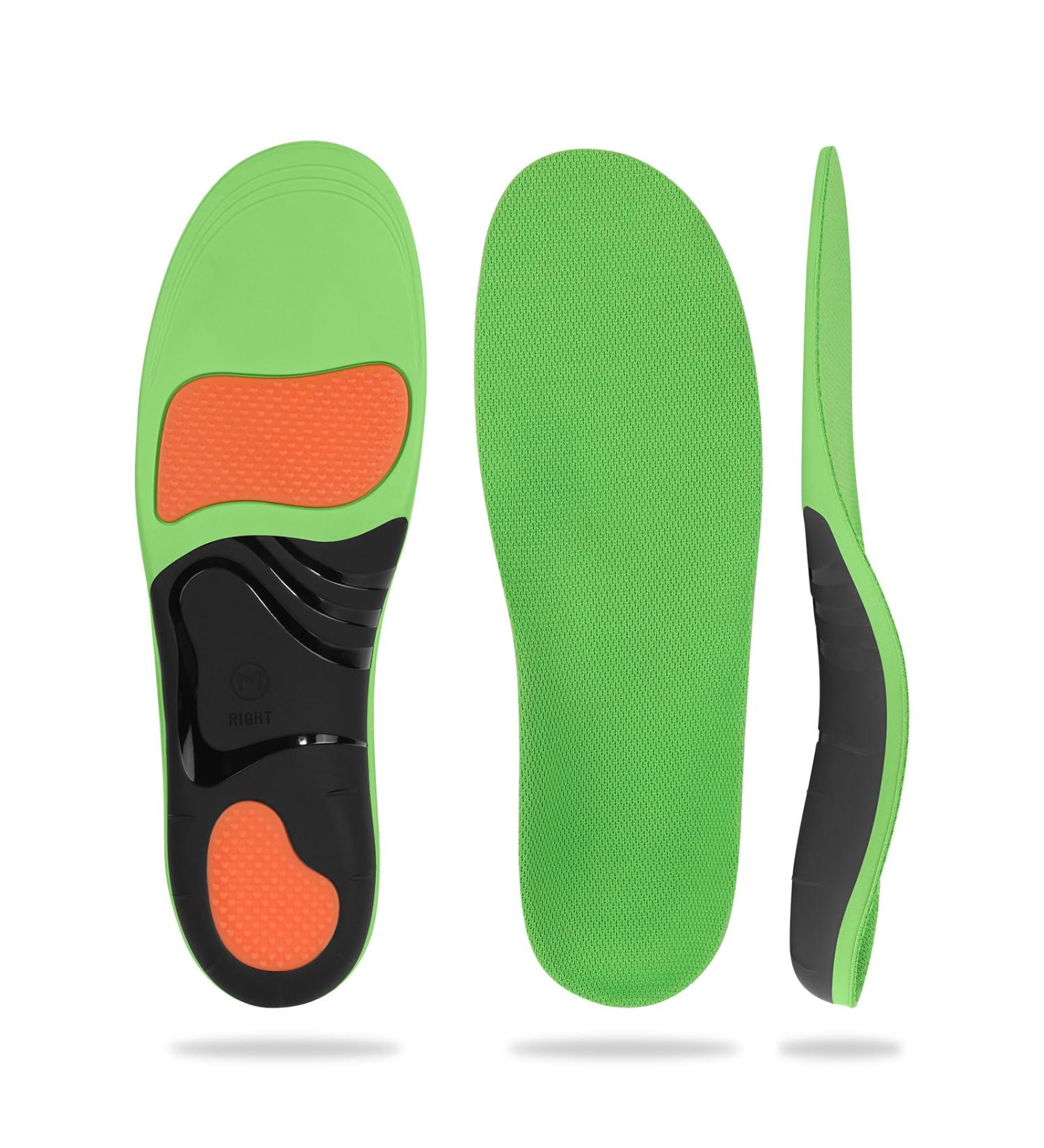 230+ lbs High Arch Support Shoe Insoles for Men & Women - Pain Relief for Flat Feet Plantar Fasciitis - Orthotic Inserts for Work Running Hiking Basketball - Green-L - Buy Online on GoSupps.com