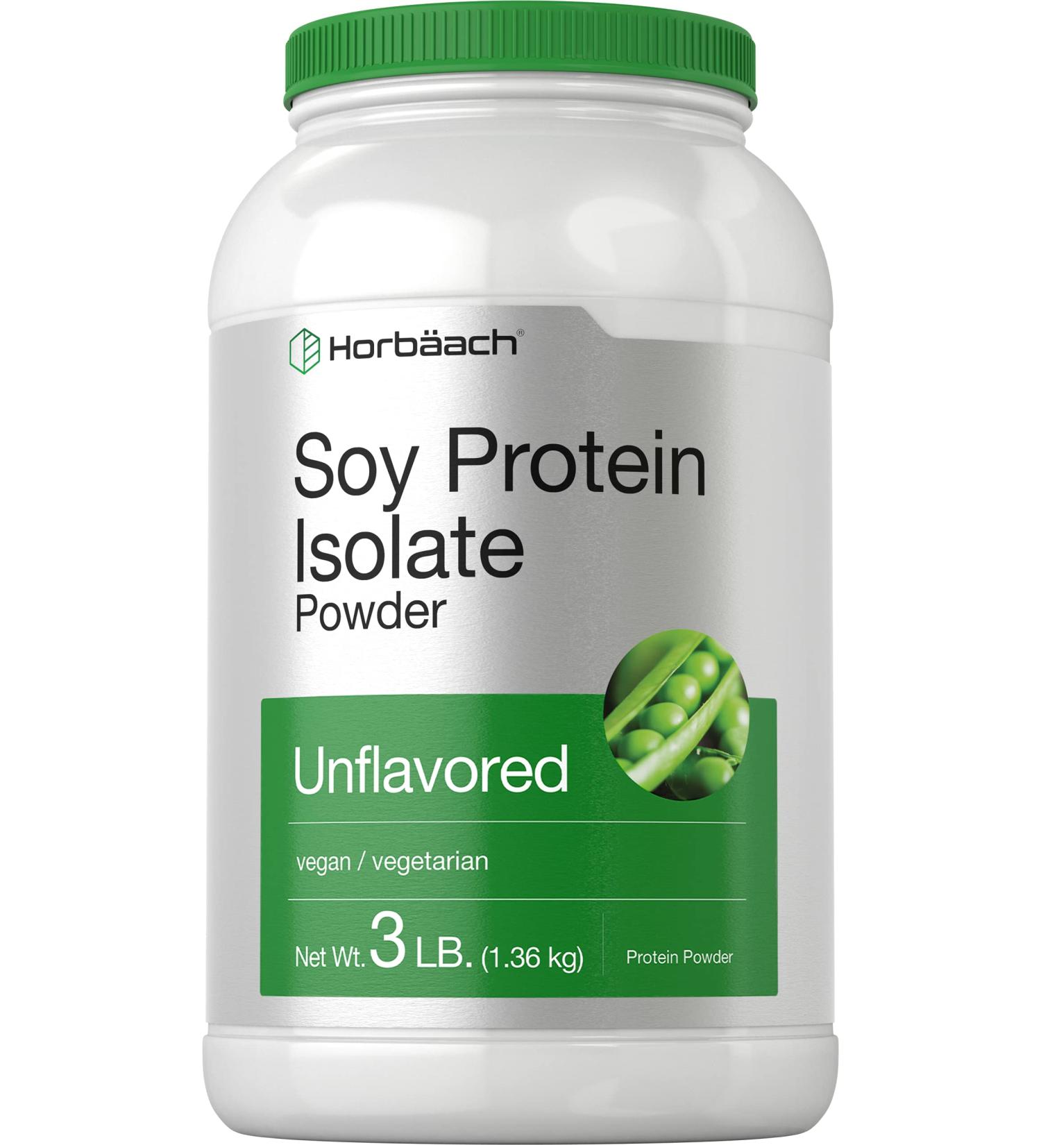 Horbäach Soy Protein Isolate Powder - 3lb Unflavored | Vegan Non-GMO Gluten Free | International Shipping - Buy Online on GoSupps.com