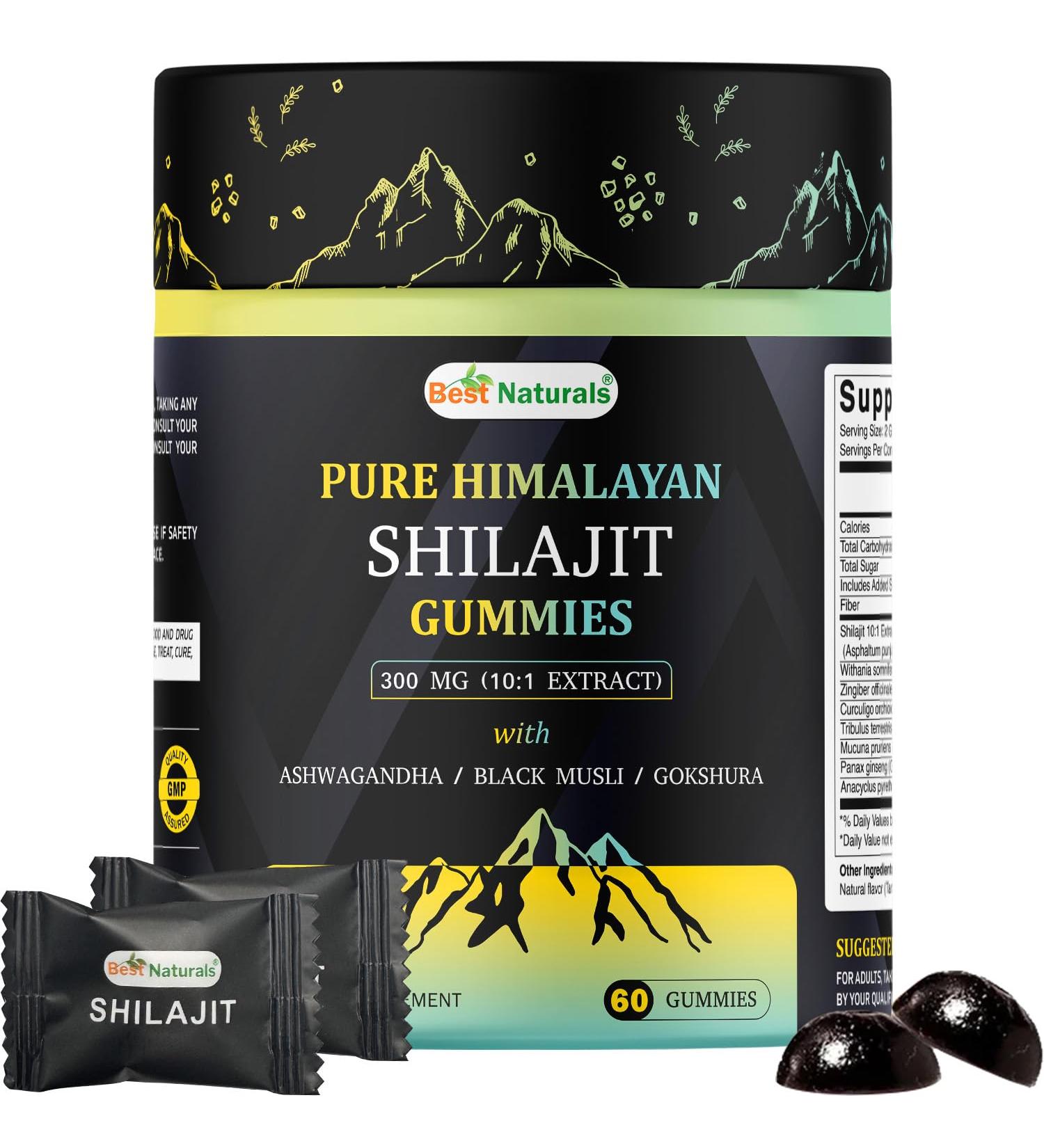 Best Naturtals Shilajit Gummies from Himalayan - 60 ct - Made with Ashwagandha Black Musli and Gokshura - Buy Online on GoSupps.com