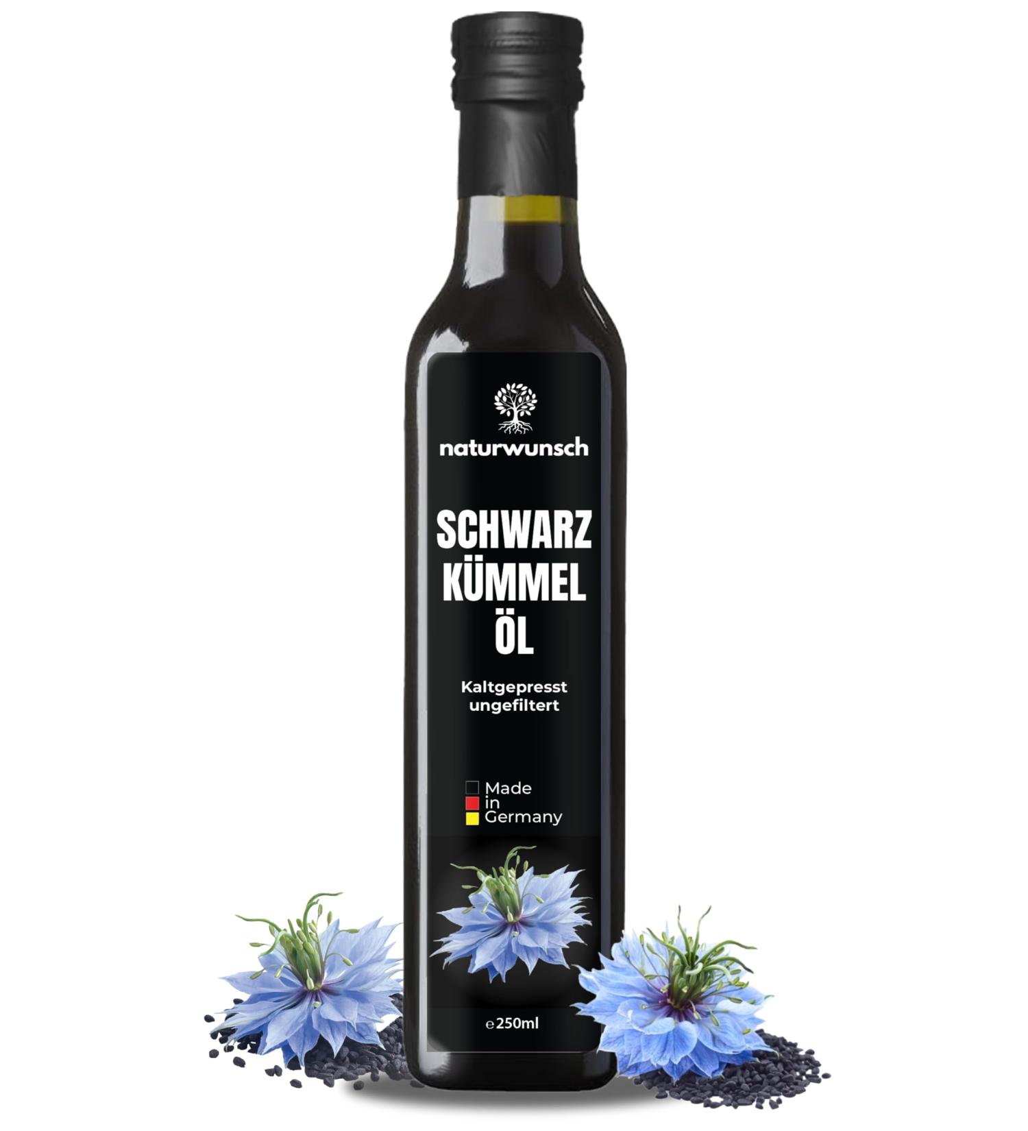 naturwunsch Black cumin oil 250 ml unfiltered coldpressed freshly produced in Germany 100 pure Nigella Sativa oil - Buy Online on GoSupps.com