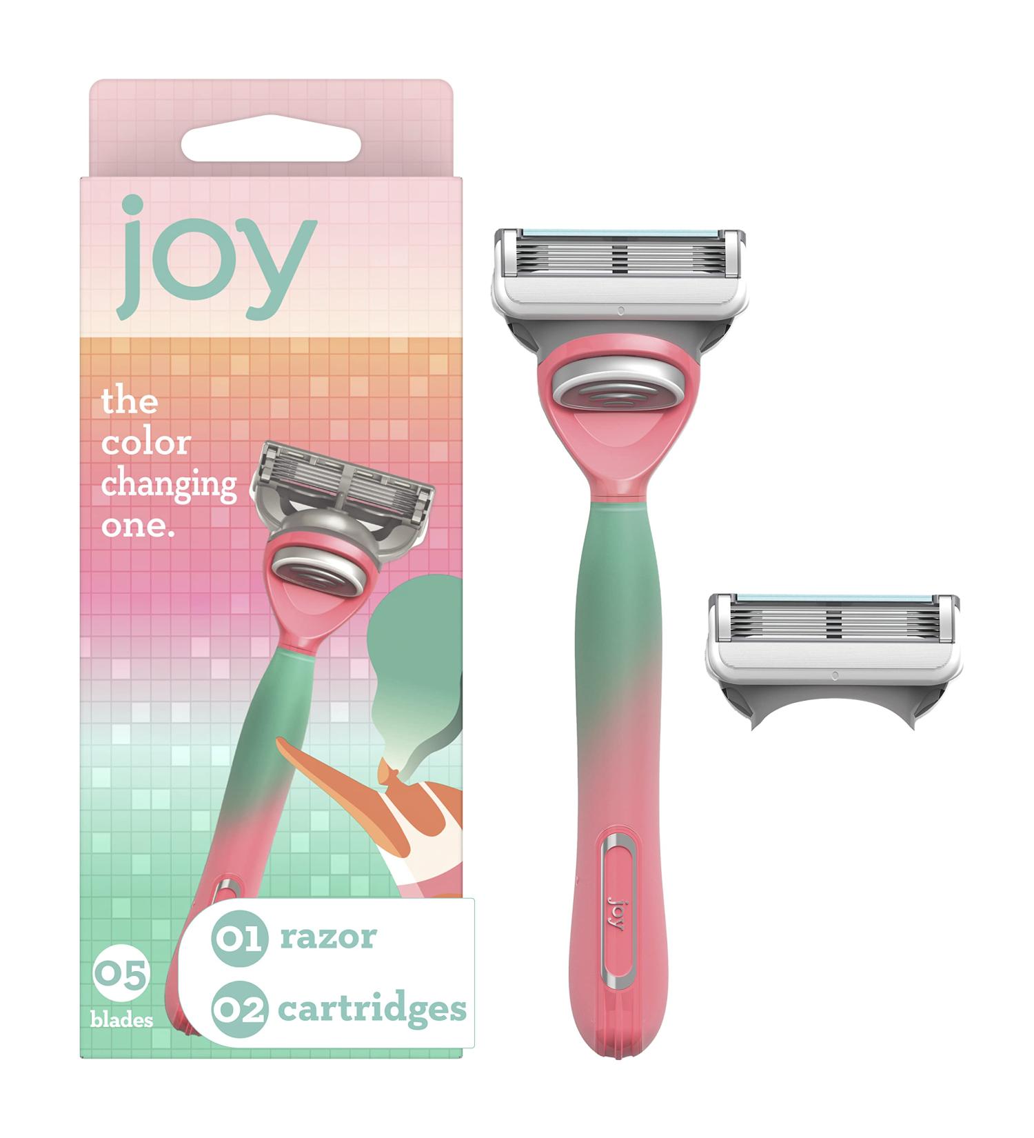Joy Color-Changing Razor for Women Shave Kit with 1 Handle + 2 Razor Blade Refills - Buy Online on GoSupps.com