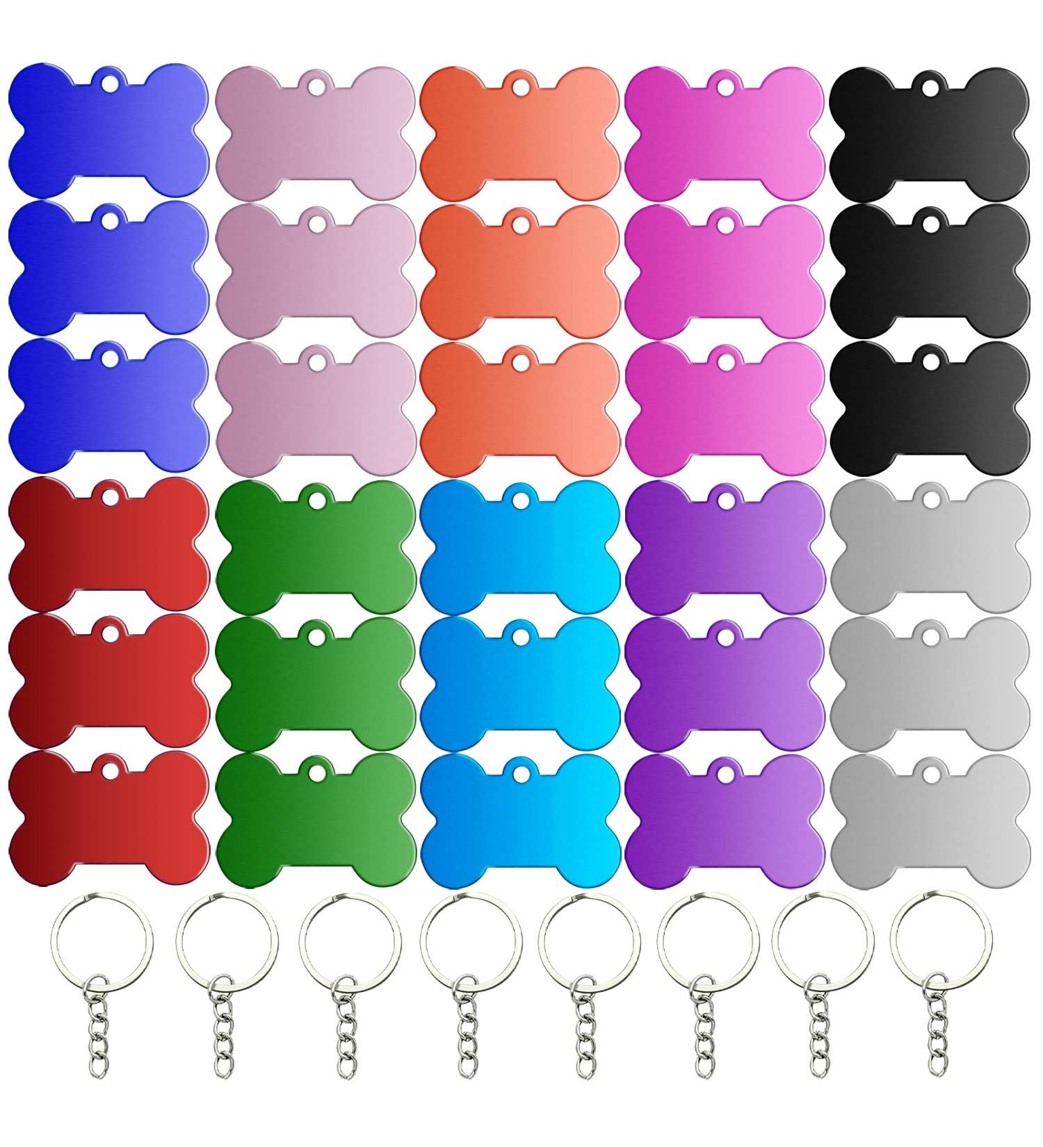 30-Pack Aluminum Dog Tags with Chains - Waterproof DIY Pet ID for Dogs & Cats | Designage - Buy Online on GoSupps.com