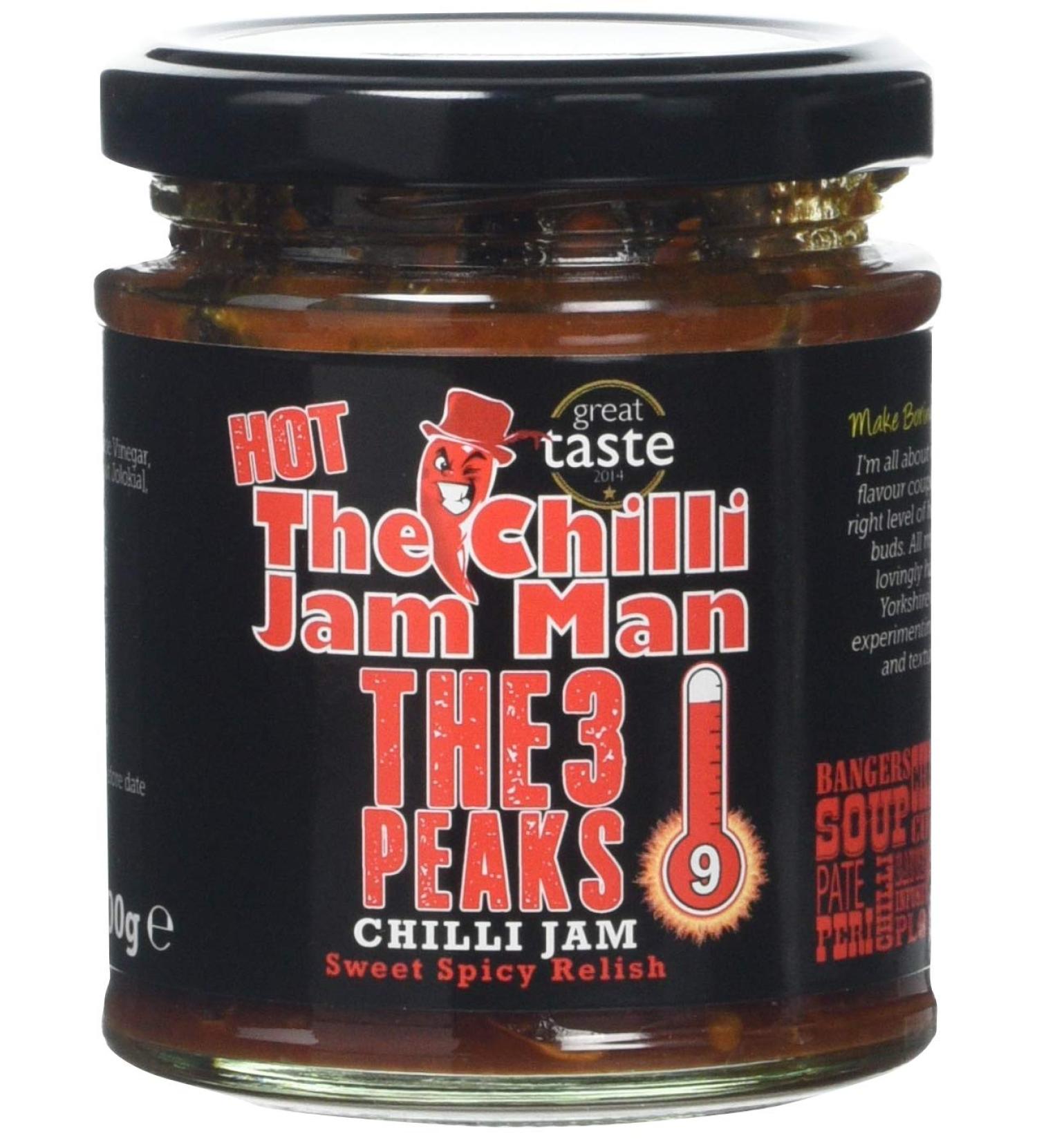 Chilli Jam Man Heat-9 3-Peaks Jar 200g - Buy Online on GoSupps.com