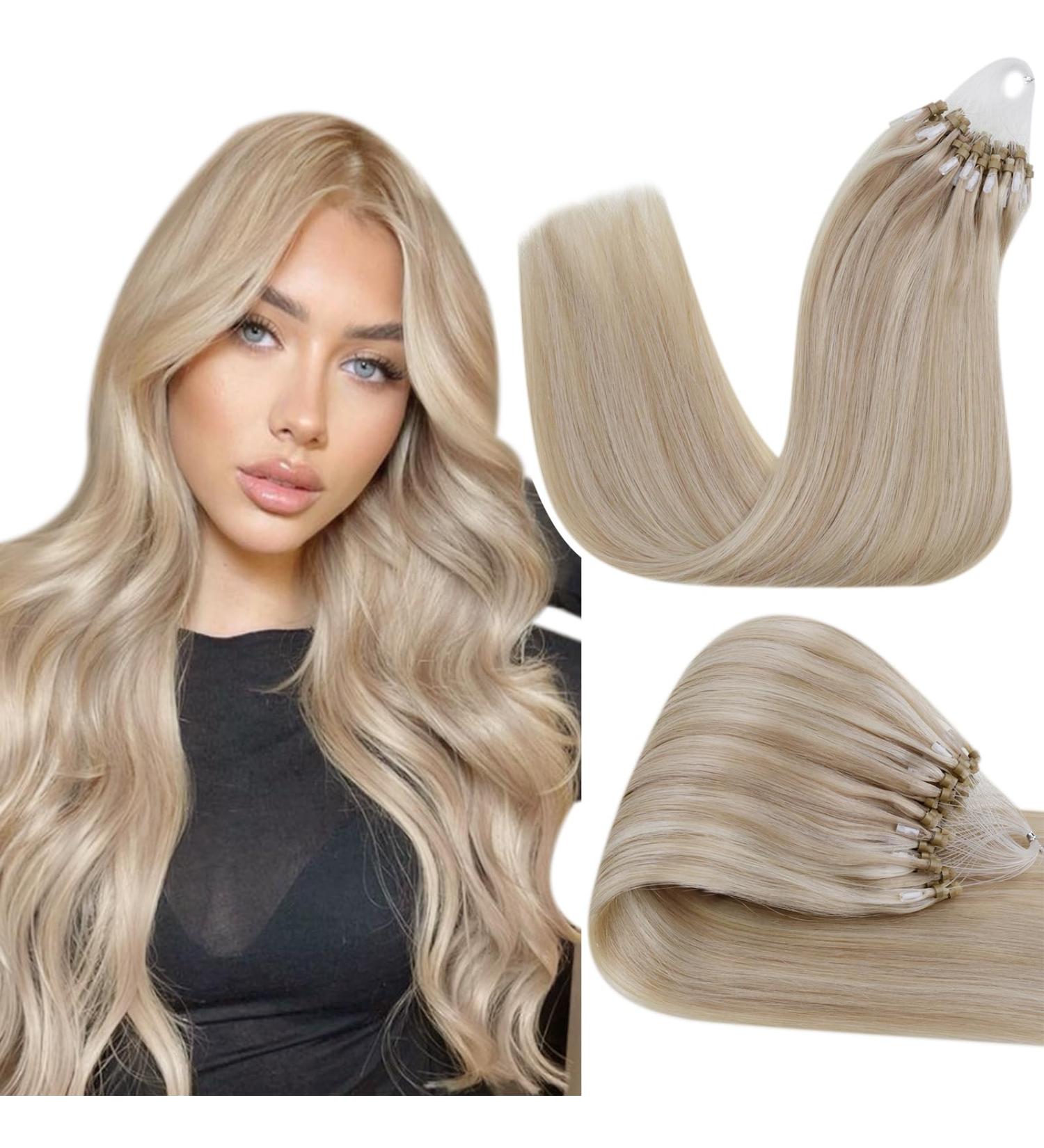 Hetto Microring Extensions - Real Hair Blonde & Ash Highlights | 35cm 50g Remy Microring Extensions #P18/613 #18/613 - Buy Online on GoSupps.com