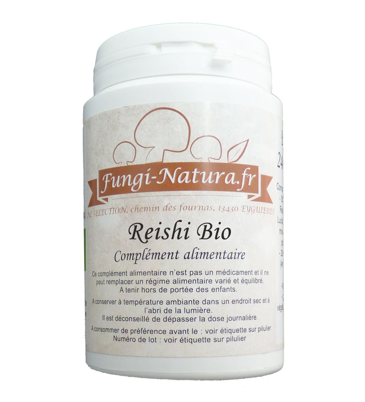 FUNGI NATURA REISHI GANODERMA ORGANIC DOUBLE EXTRACTION 240 CAPSULES - 30% Polysaccharides and 4% Triterpenes - French Company - Certified Organic