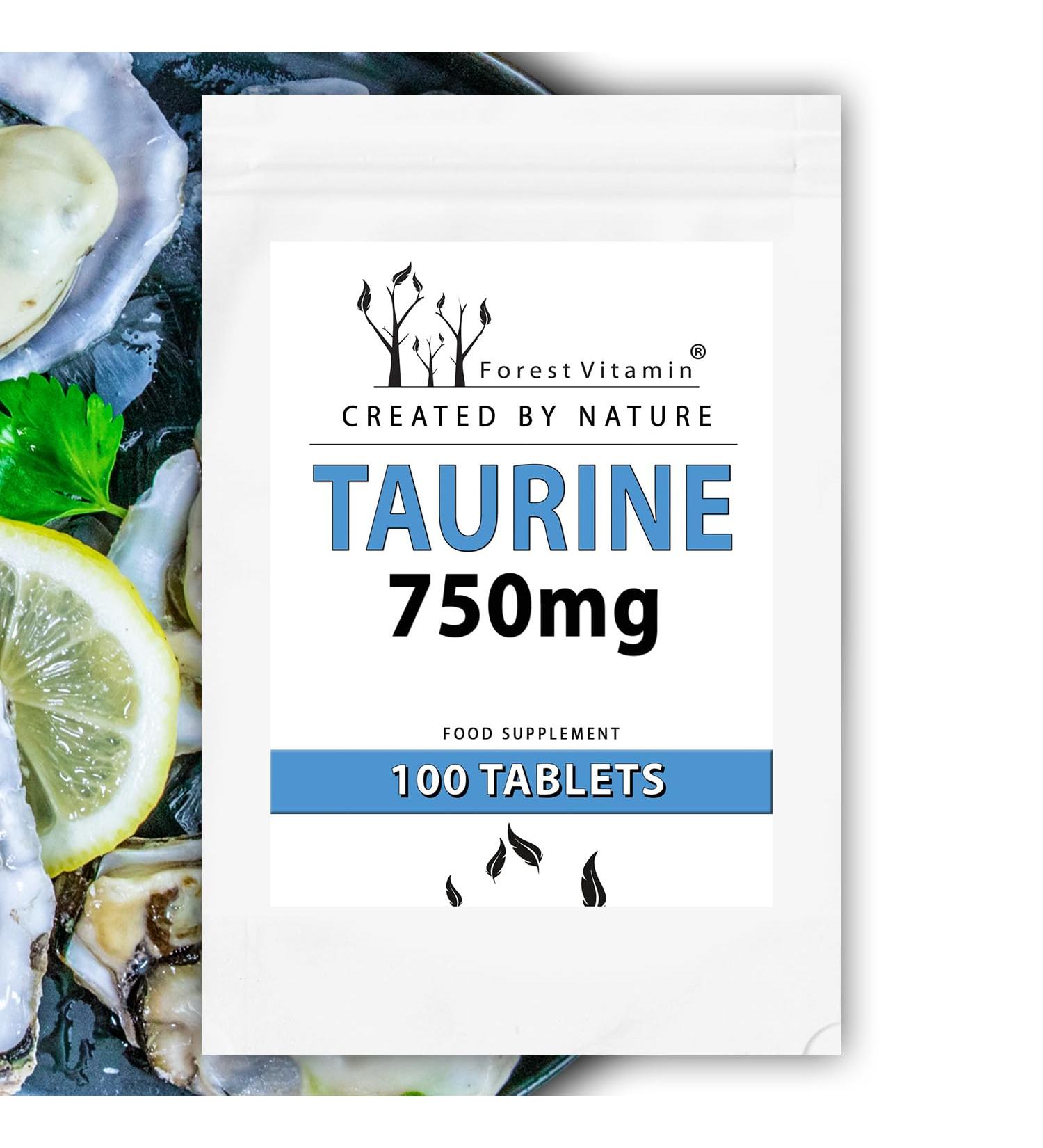 Taurin - Forest Vitamin 750mg | 100 Tablets - Boost Energy & Mood | Dietary Supplements | 2-Month Supply - Buy Online on GoSupps.com