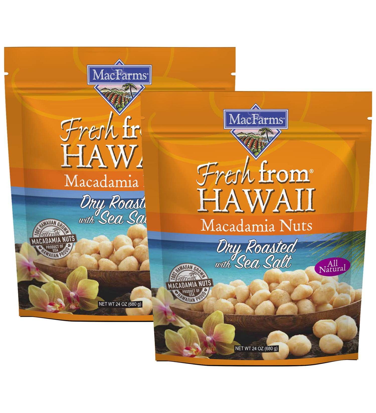 MacFarms Dry Roasted Macadamia Nuts 24 OZ (2 Pack) | Premium Sea Salt Flavored Nuts from Hawaii - Healthy Snack - 24 Ounce (Pack of 2) - Buy Online on GoSupps.com