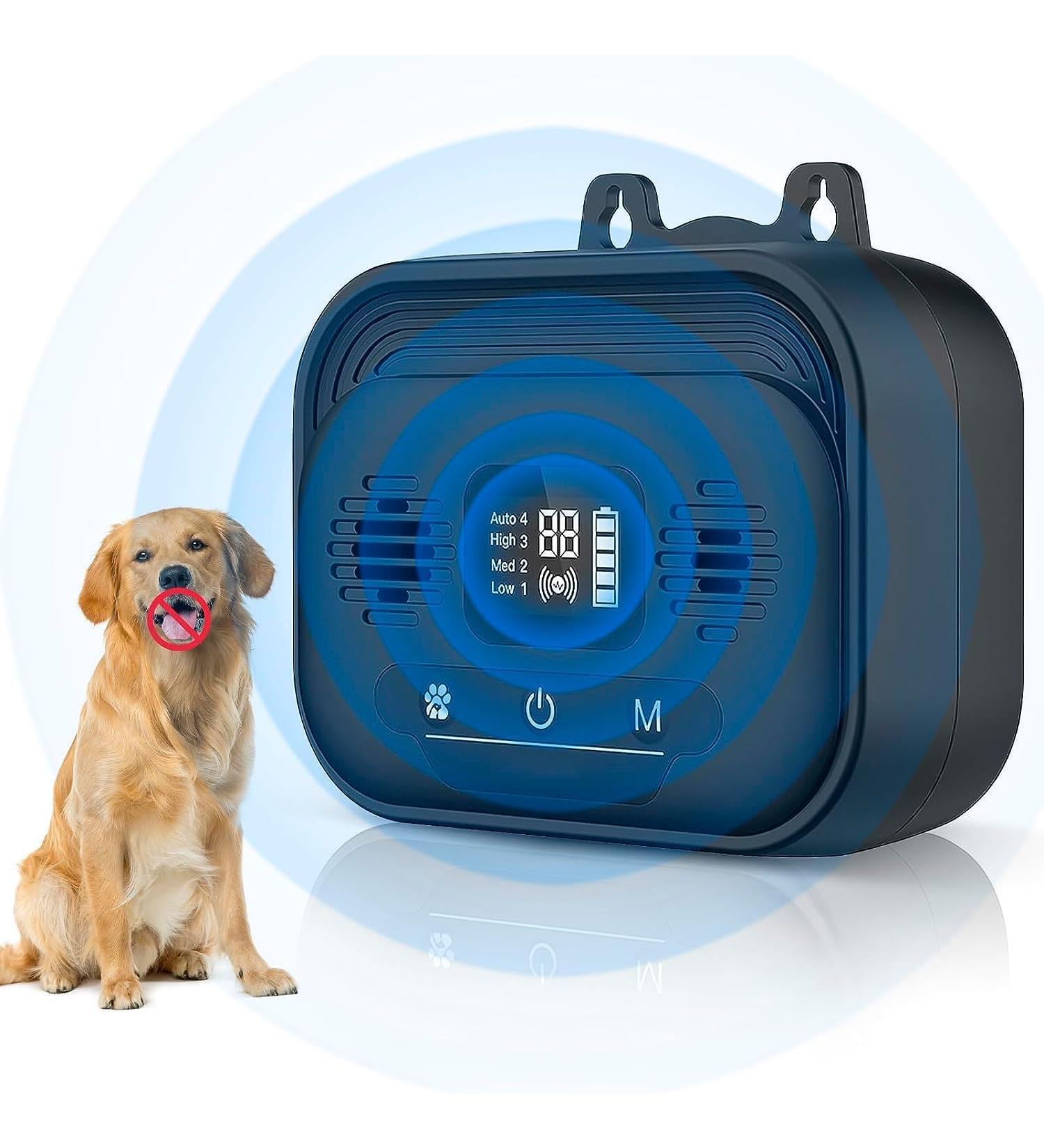 Tepimato Ultrasonic Dog Barking Control Device | LCD Display, 4 Frequency Levels, 50ft Range | Automatic Stop Anti-Barking Deterrent for Indoor & Outdoor Dogs - Buy Online on GoSupps.com