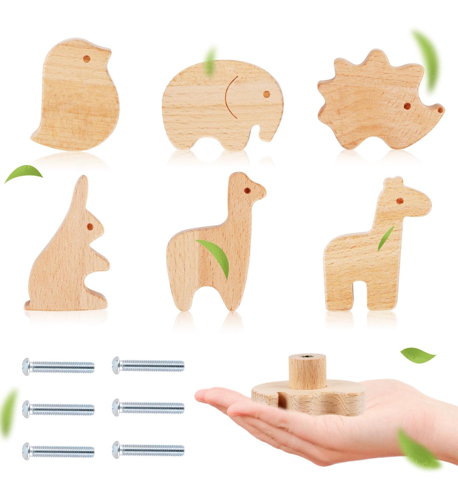 Shop KFD Round Wood Cabinet Buttons for Children's Room | Knobs & Furniture Buttons for Drawers & Closets (D-Vogel + Elephant) International Shipping Available - Buy Online on GoSupps.com