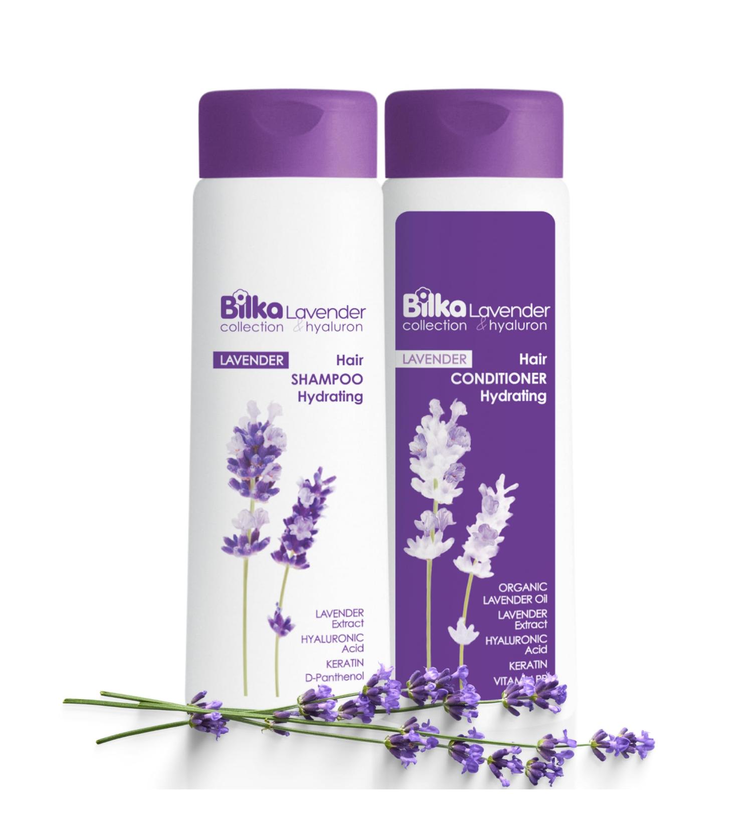  Bilka Collection Set of 2 shampoos and conditioners with lavender and hyaluronic acid moisturizing and regenerating with lavender extract For strong hair and a healthy scalp (2 x 400 ml) - Buy Online on GoSupps.com