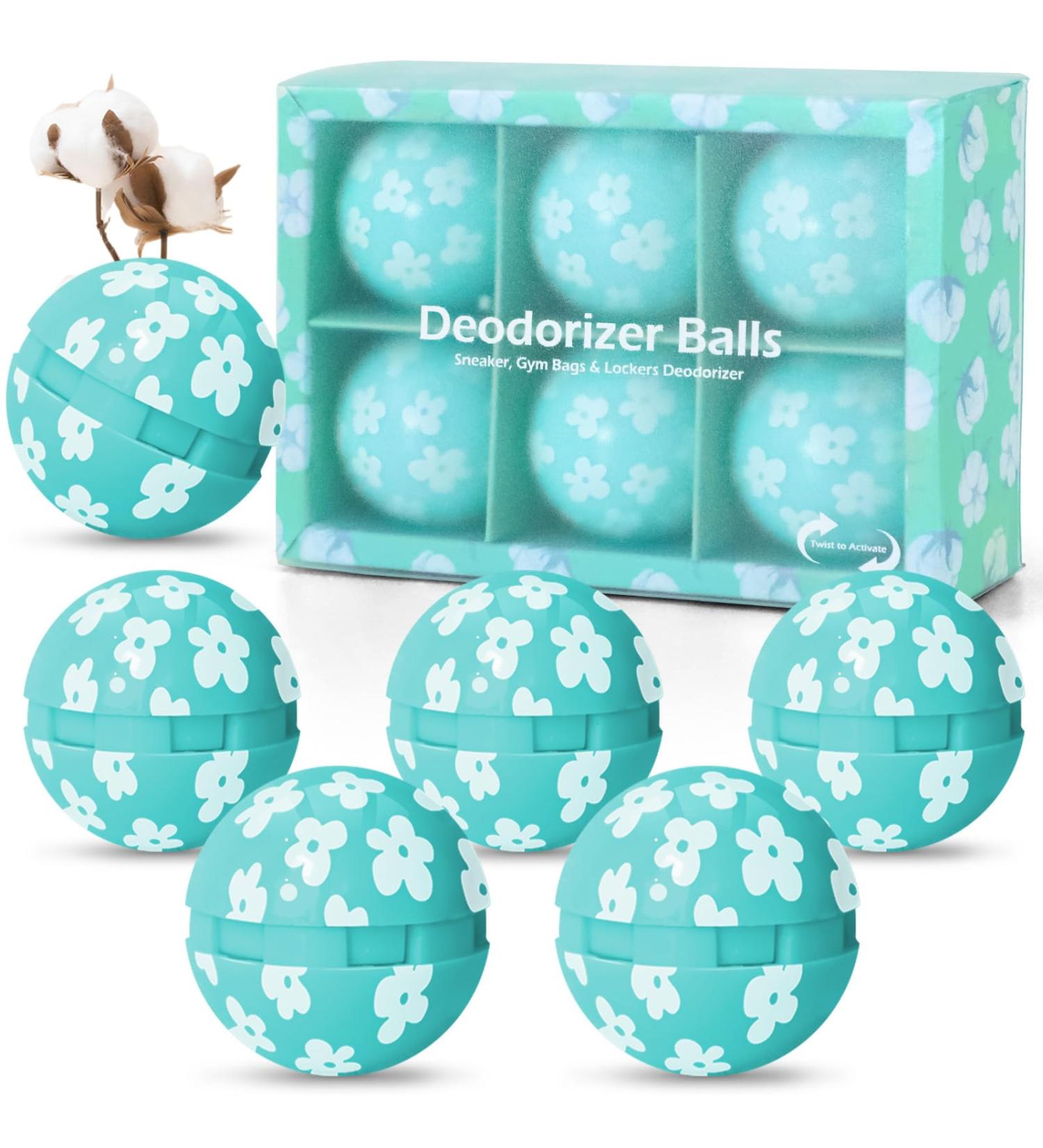 Deodorizer Balls Shoe Fresheners Shoe Deodorizer Balls 6 Pack Shoe Odour Eliminator for Lockers Gym Bags Homes Offices and Cars Natural Cotton Aroma - Buy Online on GoSupps.com