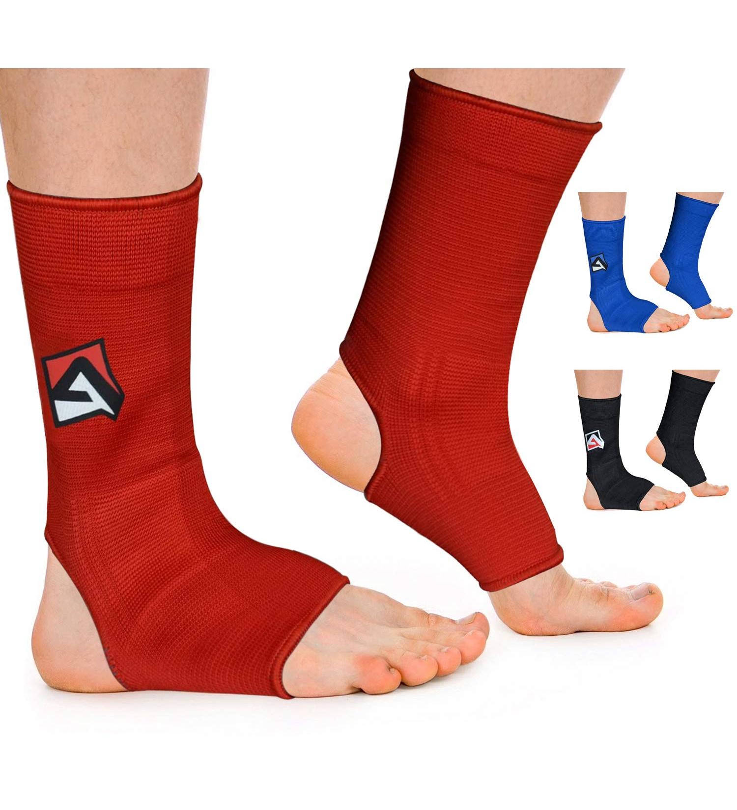 AQF MMA Ankle Support | Muay Thai Foot Brace Guard | Achilles Tendon Pain Relief | Red XL - Buy Online on GoSupps.com