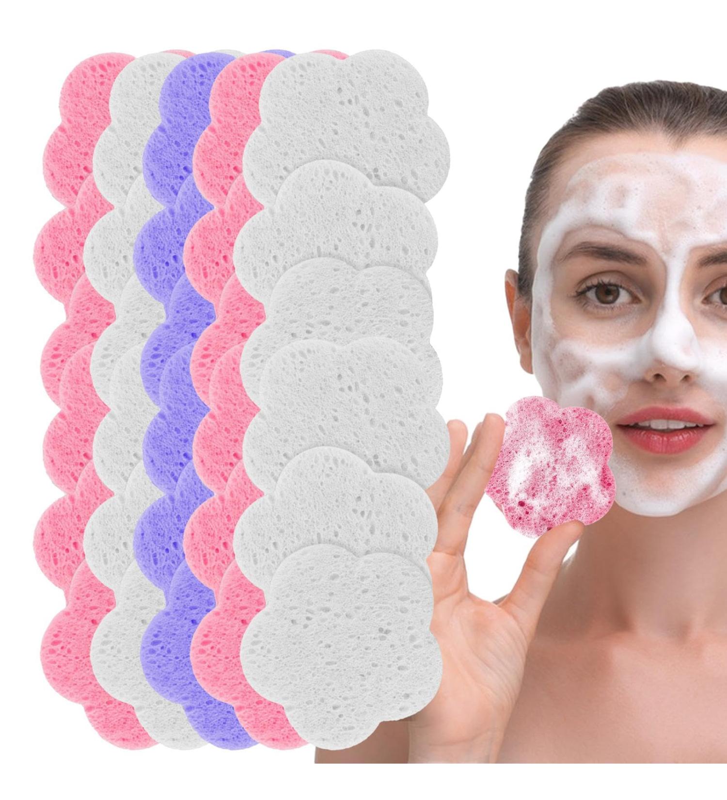 Anulely Spa Sponges for Facial Cleansing | Girls' Face Cleanser Sponges Gentle Makeup Removal Pads Skin-Friendly Soft Facial Cleansing Sponges with Flower Shape for Daily Life - Buy Online on GoSupps.com