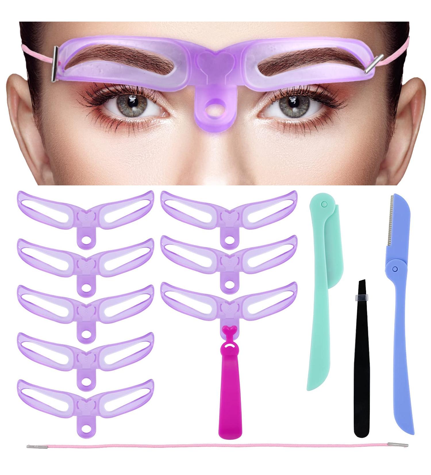 4 Pieces Eyebrow Stencil Kit with Tweezers and Razor - 8 Styles for DIY Grooming - Stainless Steel, Washable & Reusable - Chic Eyebrow Shaping Set - Buy Online on GoSupps.com