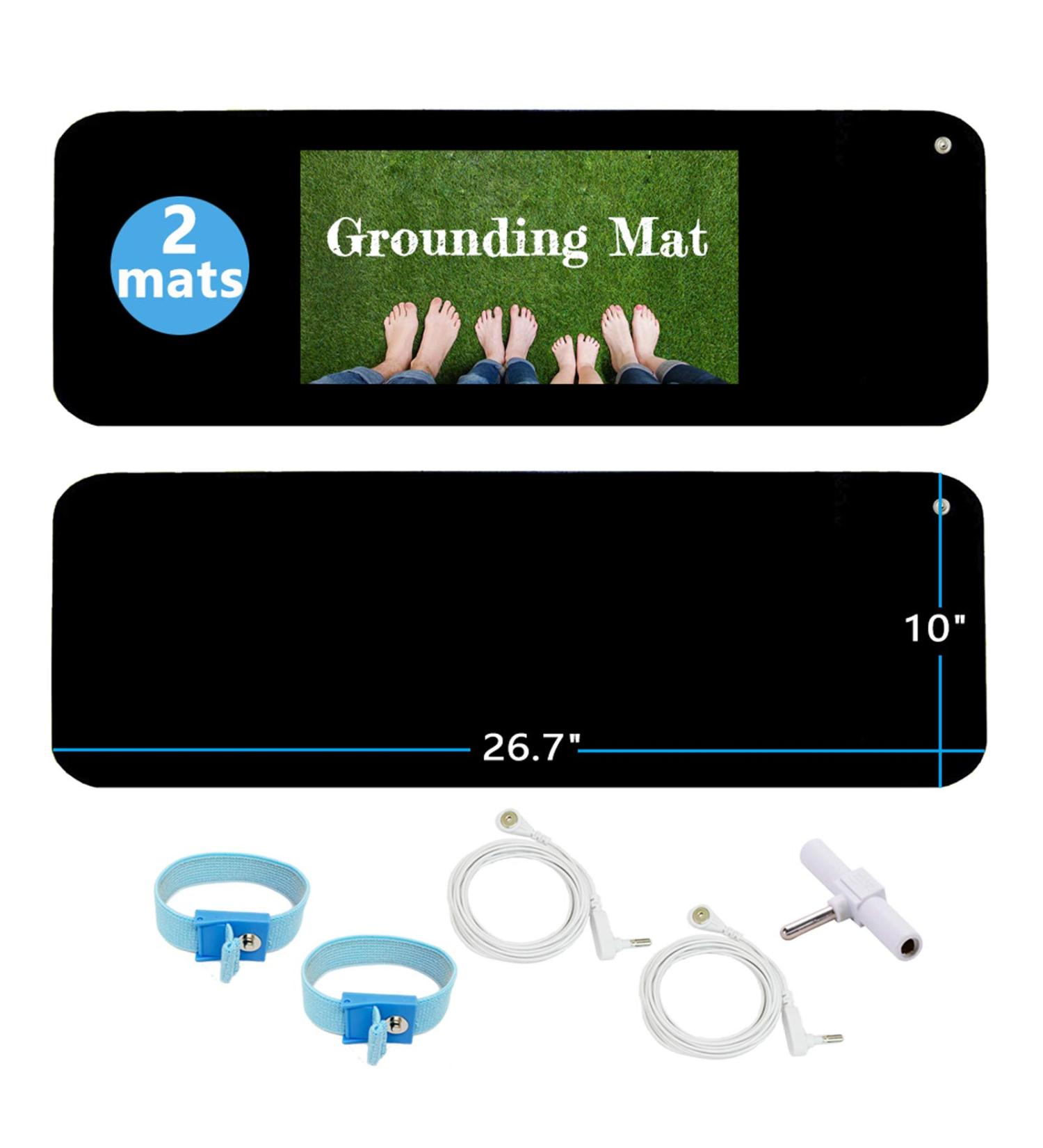 Grounding Mat Kit (2 Pack)-2 Grounding Mats (10 x 26.7") with Grounding Adapter  2 Straight Cords (15ft) and 2 Grounding Wristbands - Reduce Inflammation  Improve Sleep and Help with Anxiety - Buy Online on GoSupps.com