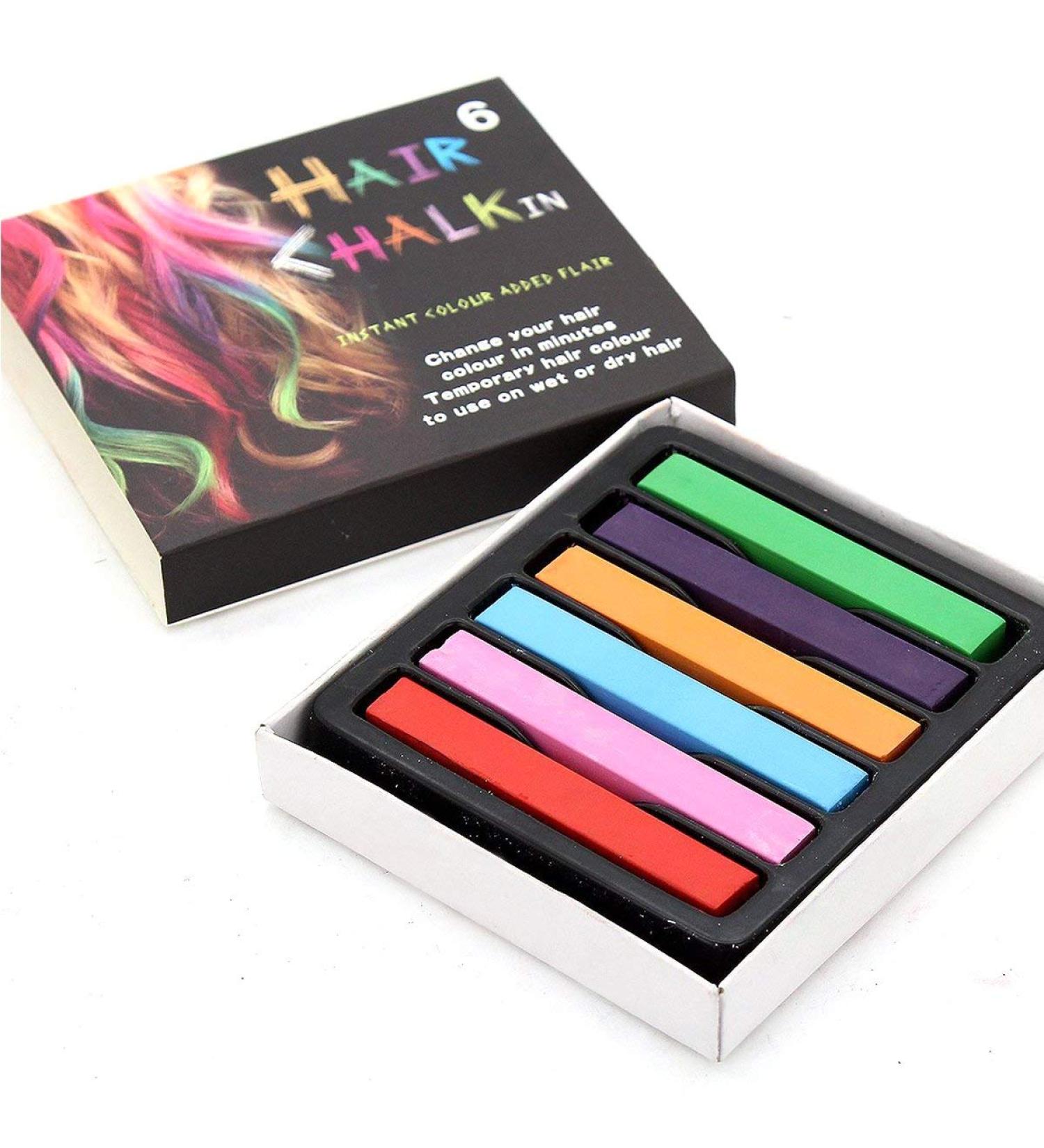 Temporary Hair Chalk Color - Pastel Non-Toxic Hair Dye - 6 Pc by Trim Shop | Easy & Fun Hair Color for All - Buy Online on GoSupps.com
