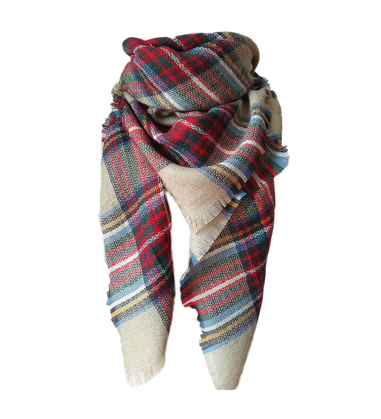 Women's Knitted Scarf - Wool Wrap Poncho for Cold Weather | Floral Design - One Size Khaki - Buy Online on GoSupps.com