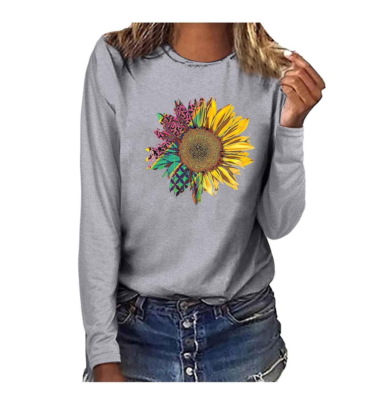 tsaChick Women's Oversized Sunflower Sweatshirt - Gray S - Buy Online on GoSupps.com