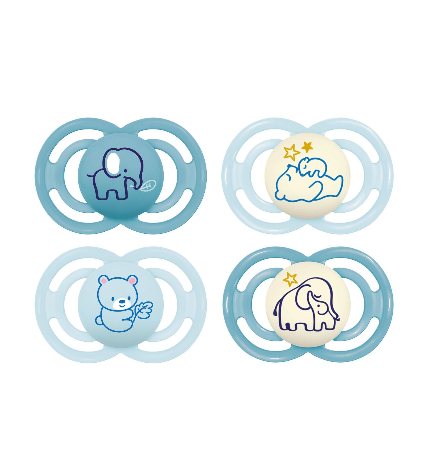 Mam Perfect Day & Night Pacifier Set - Tooth-Friendly Glow-in-the-Dark Baby Pacifiers (6-16 Months) - Eco-Friendly Silicone with Box - Bear & Elephant Design - Buy Online on GoSupps.com