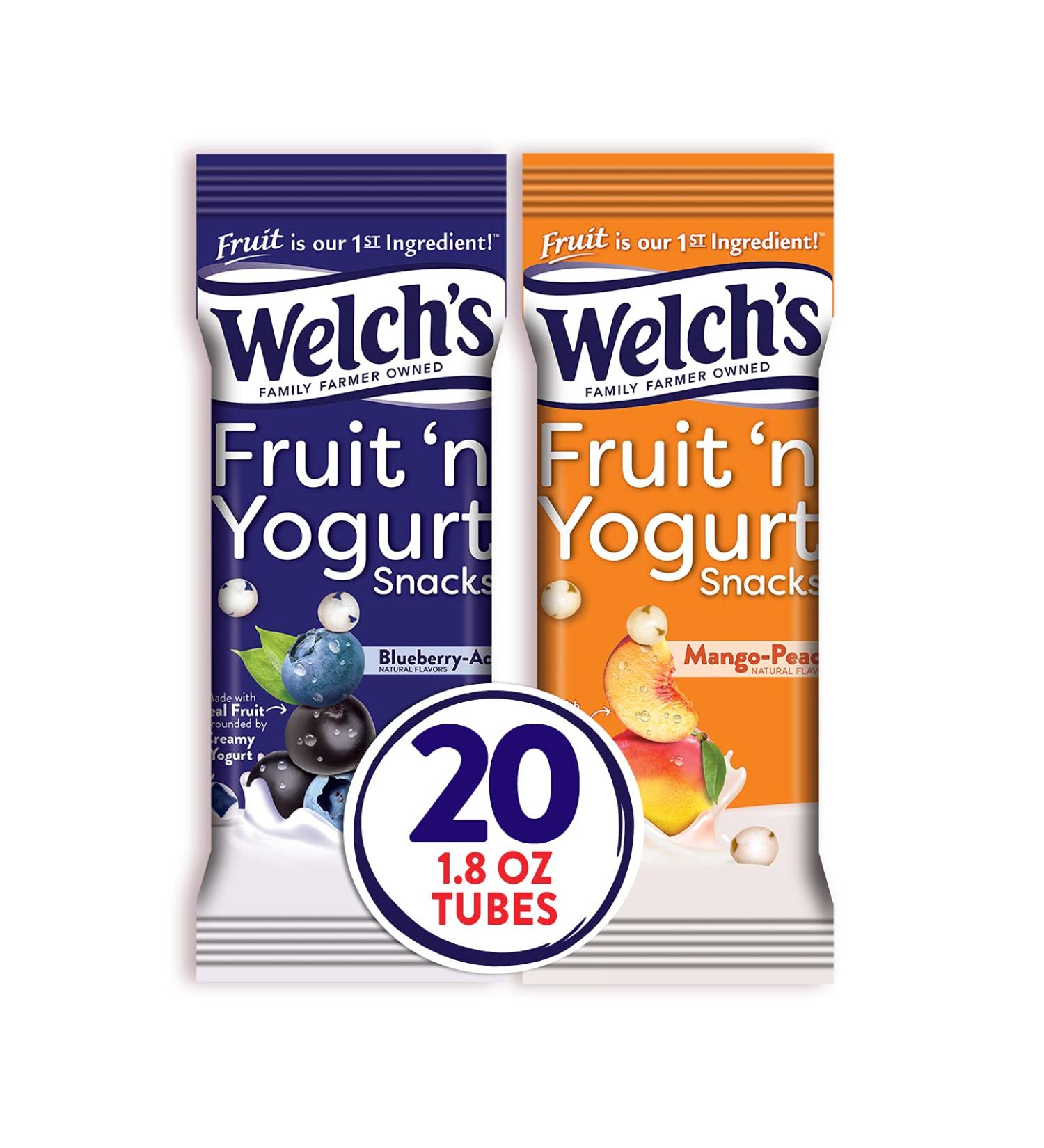 Welch's Fruit Snacks Variety Pack - Blueberry Acai & Mango Peach, Gluten-Free, 20 Single-Serve Bags, 1.8 oz Each - Buy Online on GoSupps.com