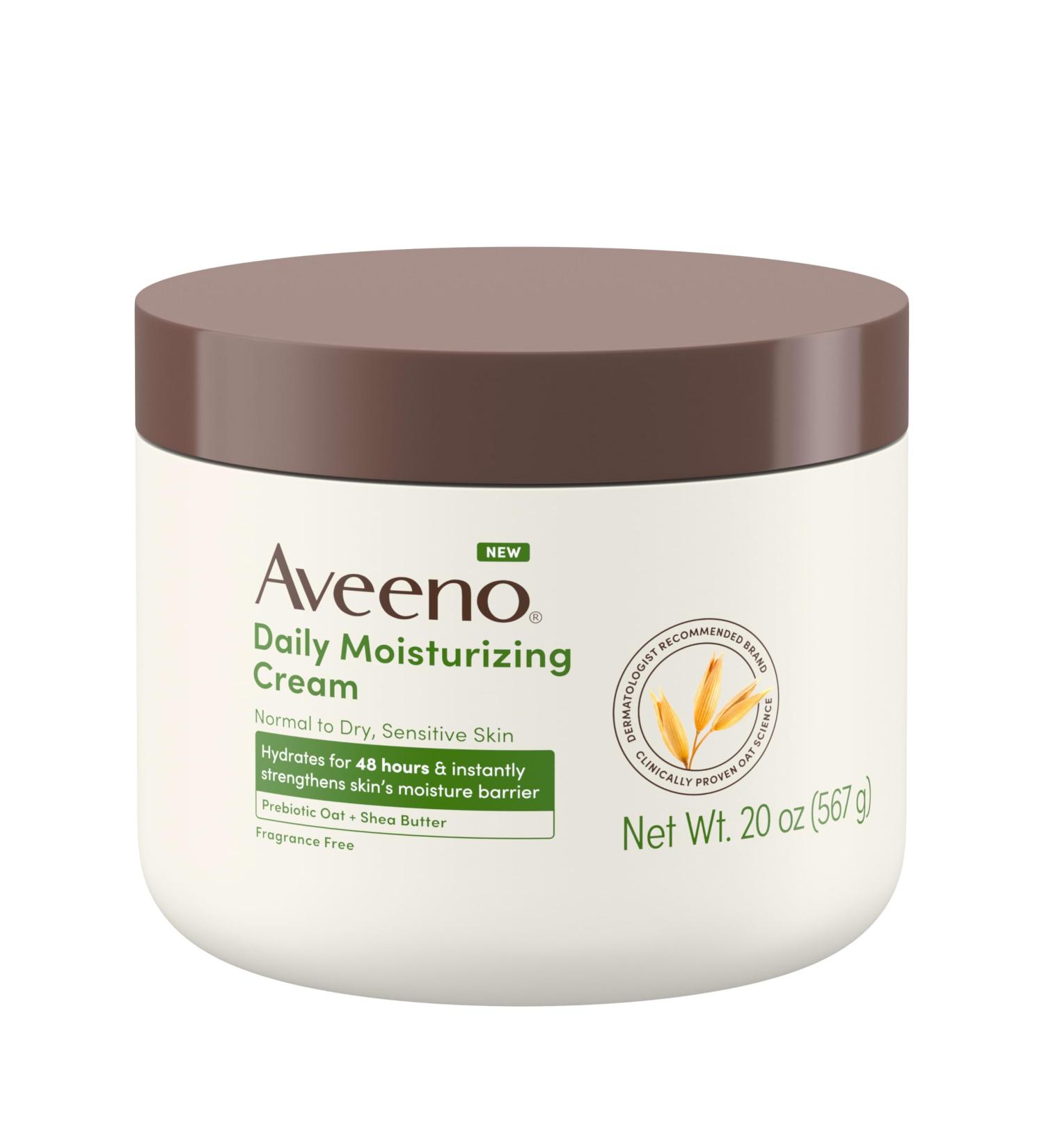 Aveeno Daily Moisturizing Cream with Prebiotic Oat & Shea Butter for Body Face & Hands Moisturizer Cream Hydrates Normal to Dry Sensitive Skin Fragrance Free Non-Comedogenic 20 oz 20 Ounce (Pack of 1) - Buy Online on GoSupps.com