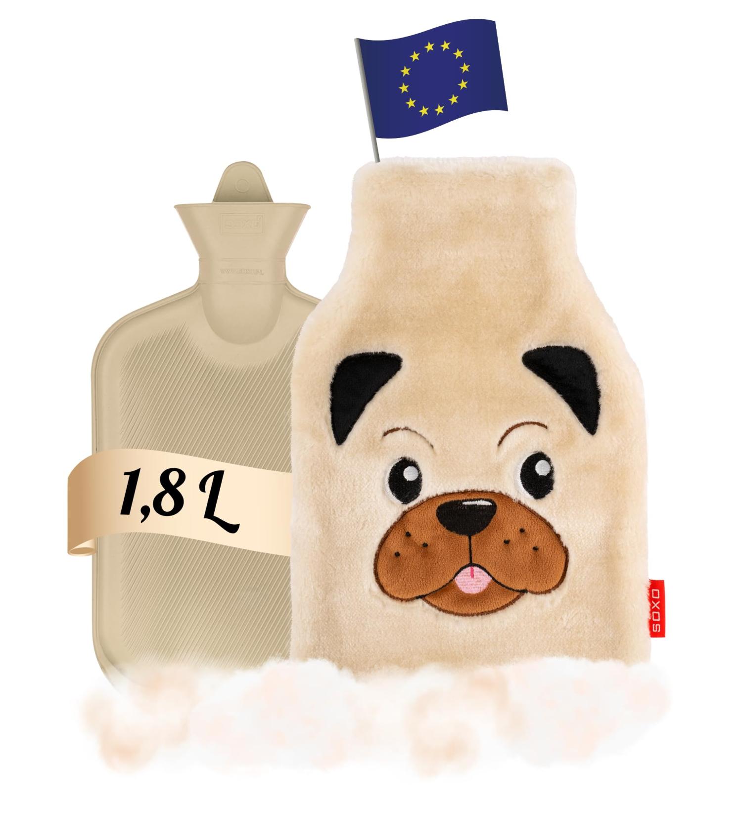 SOXO Plush Hot Water Bottle Cover Hand Warmer for Period & Back Pain Relief - Kids Dog Design - Buy Online on GoSupps.com