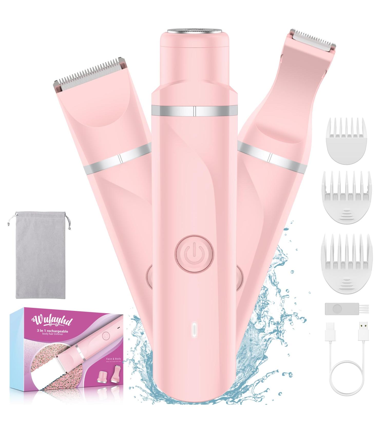 WUFAYHD 3 in 1 Bikini Trimmer Lady Shavers for Women Painless Facial Hair Remover Electric Face Shaver Pubic Hair Trimmer Ladies Razor for Body Leg Private Area IPX7 Waterproof & Rechargeable - Buy Online on GoSupps.com