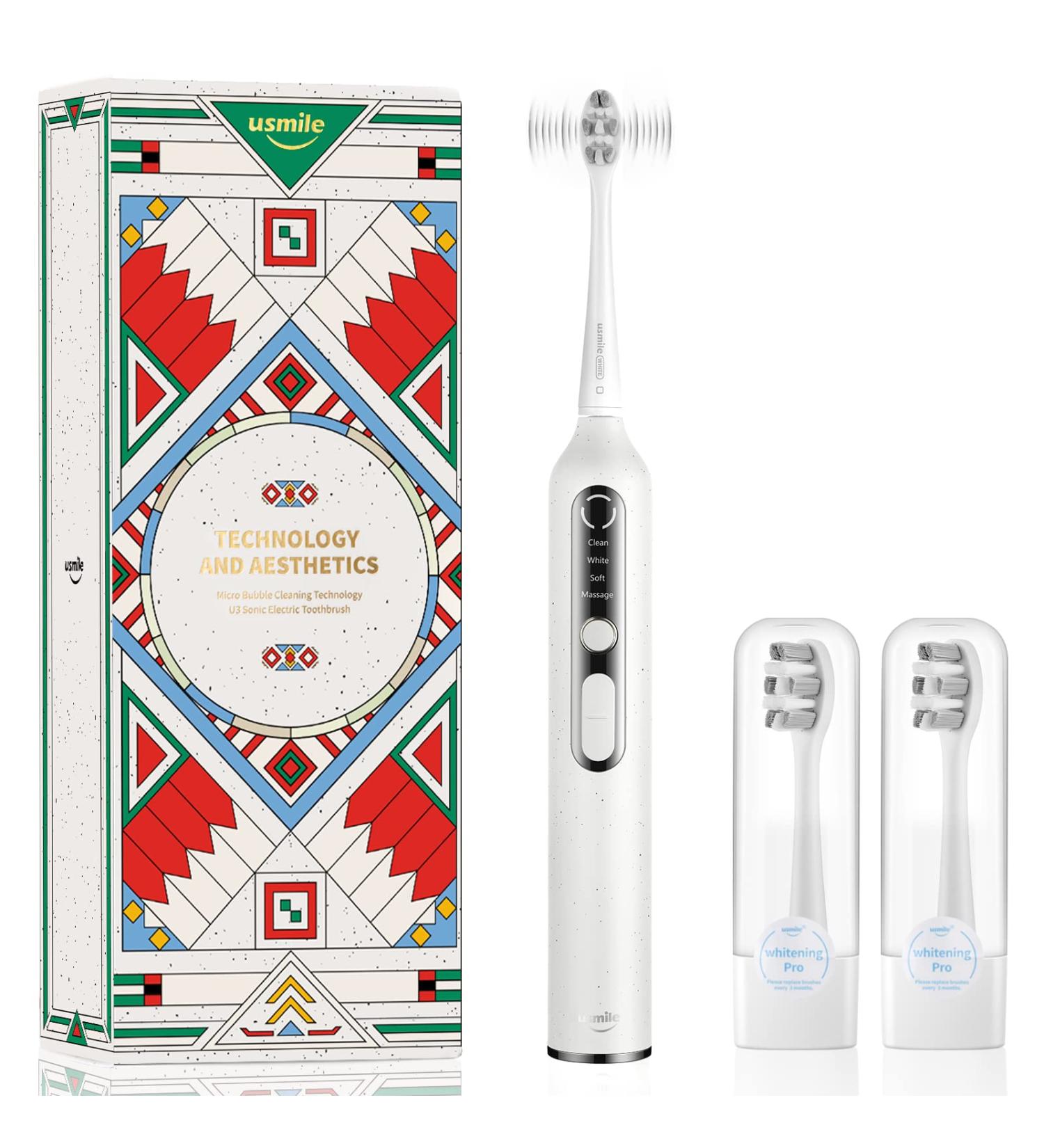 uSmile Electric Toothbrush - Sonic 3D Display, 4 Modes, 3 Intensities, Built-in Timer - U3 White - Buy Online on GoSupps.com